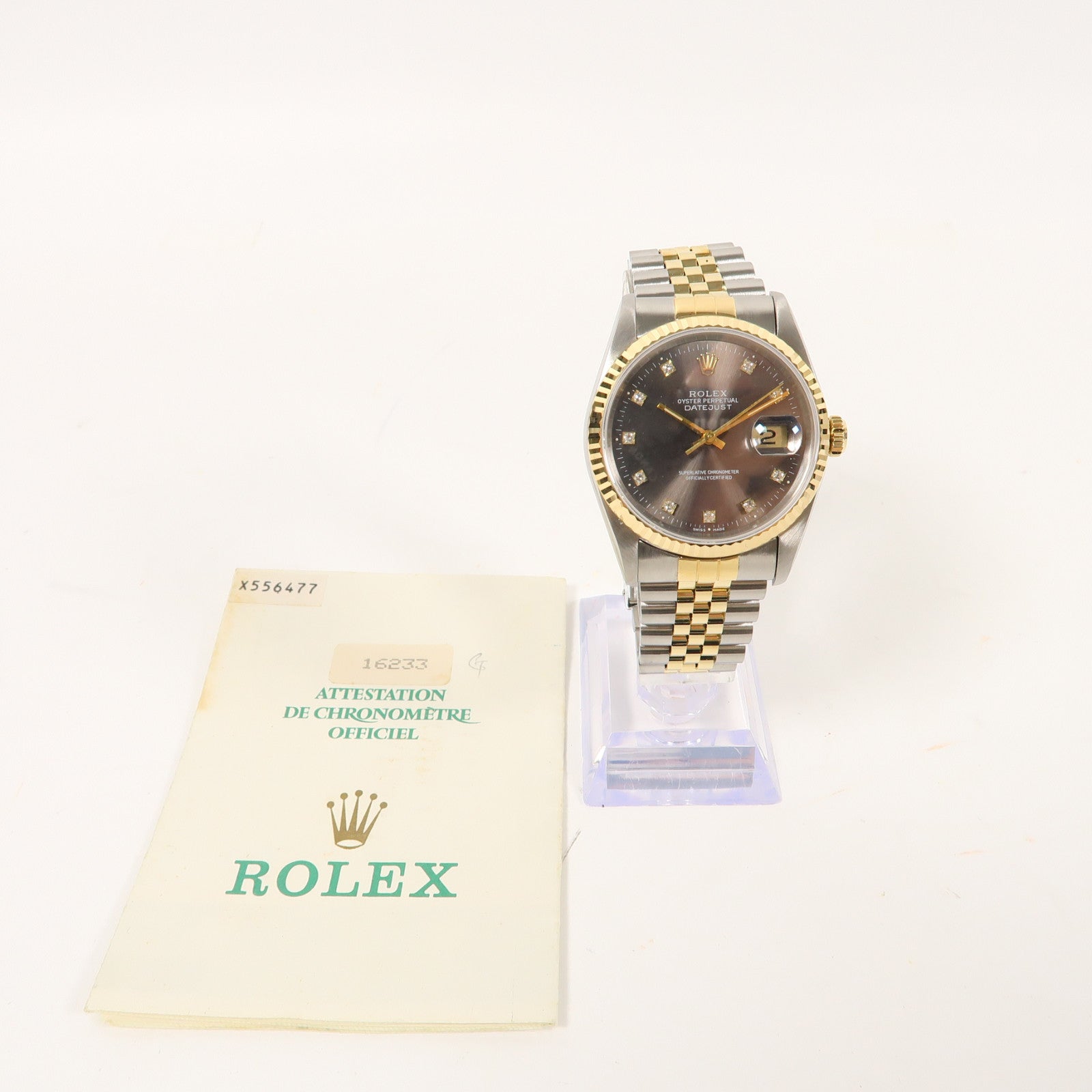 ROLEX Datejust不鏽鋼/18K黃金手錶自動機芯灰色
