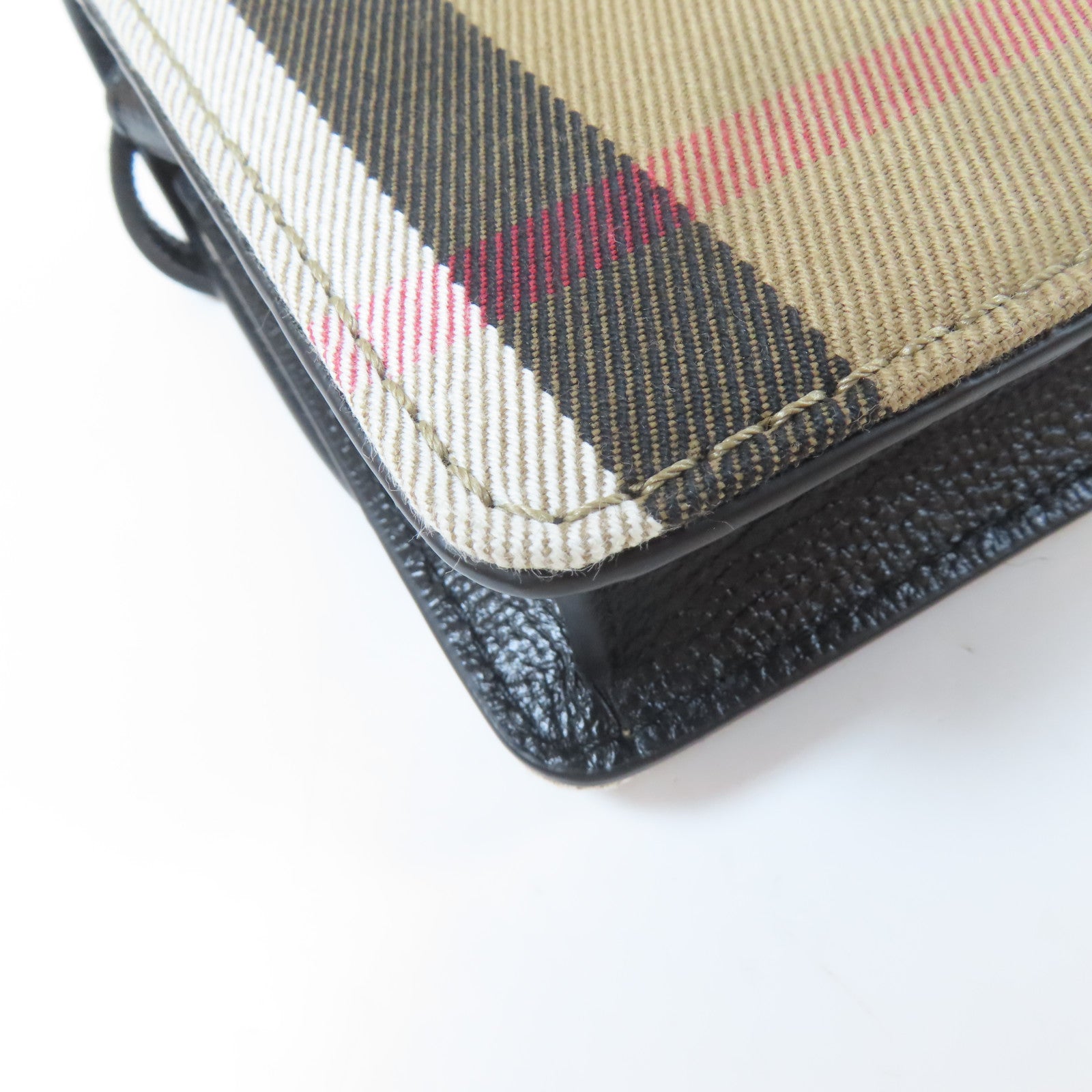 BURBERRY 牛皮皮革/帆布Shoulder Bag金扣肩背袋黑色