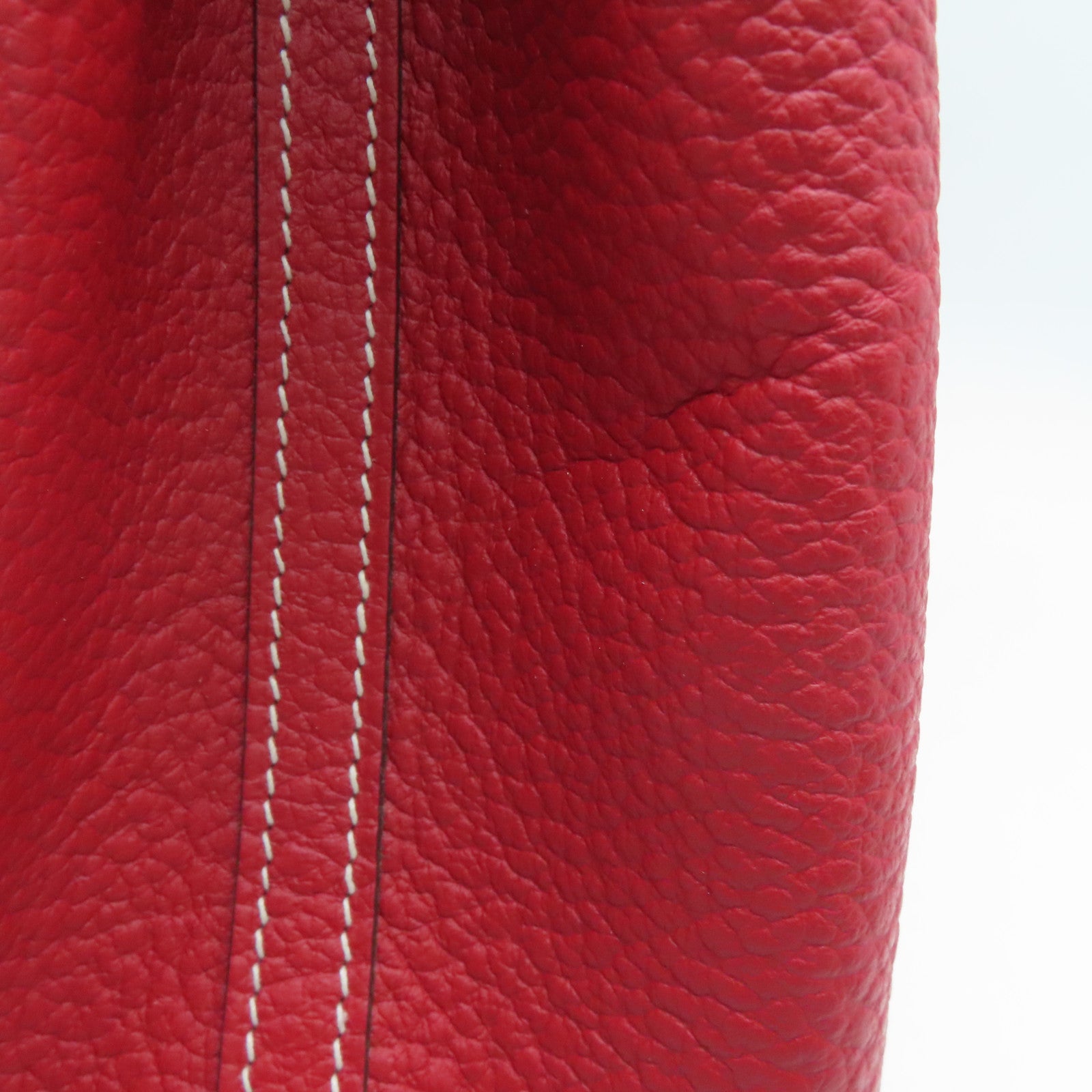 HERMES Country Leather Garden Party PM Silver Buckle Handle Bag Red