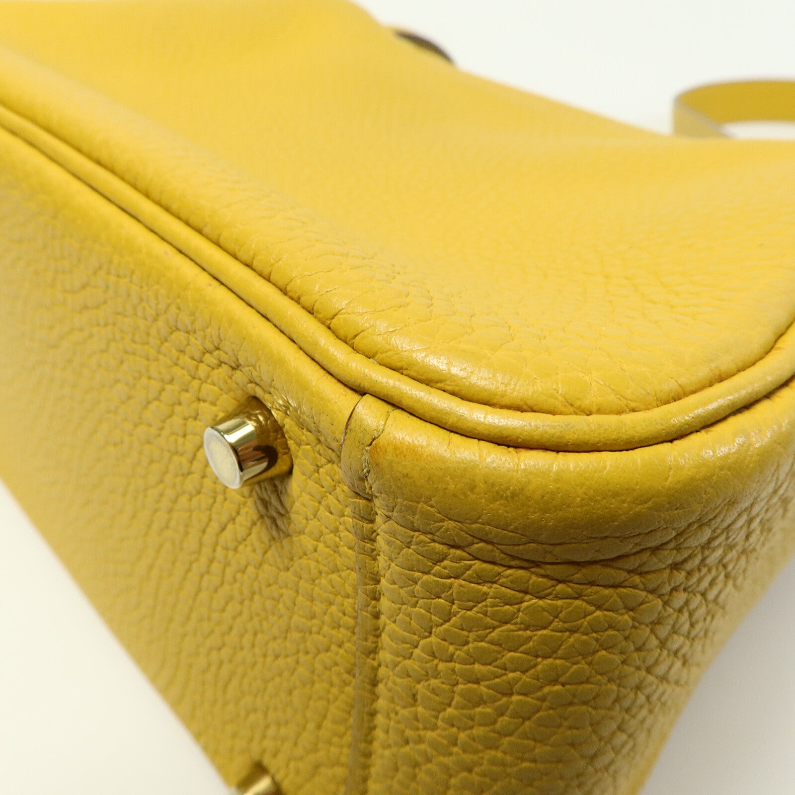 HERMES Clemence皮革Mini Lindy手挽肩背兩用袋Jaune Ambre