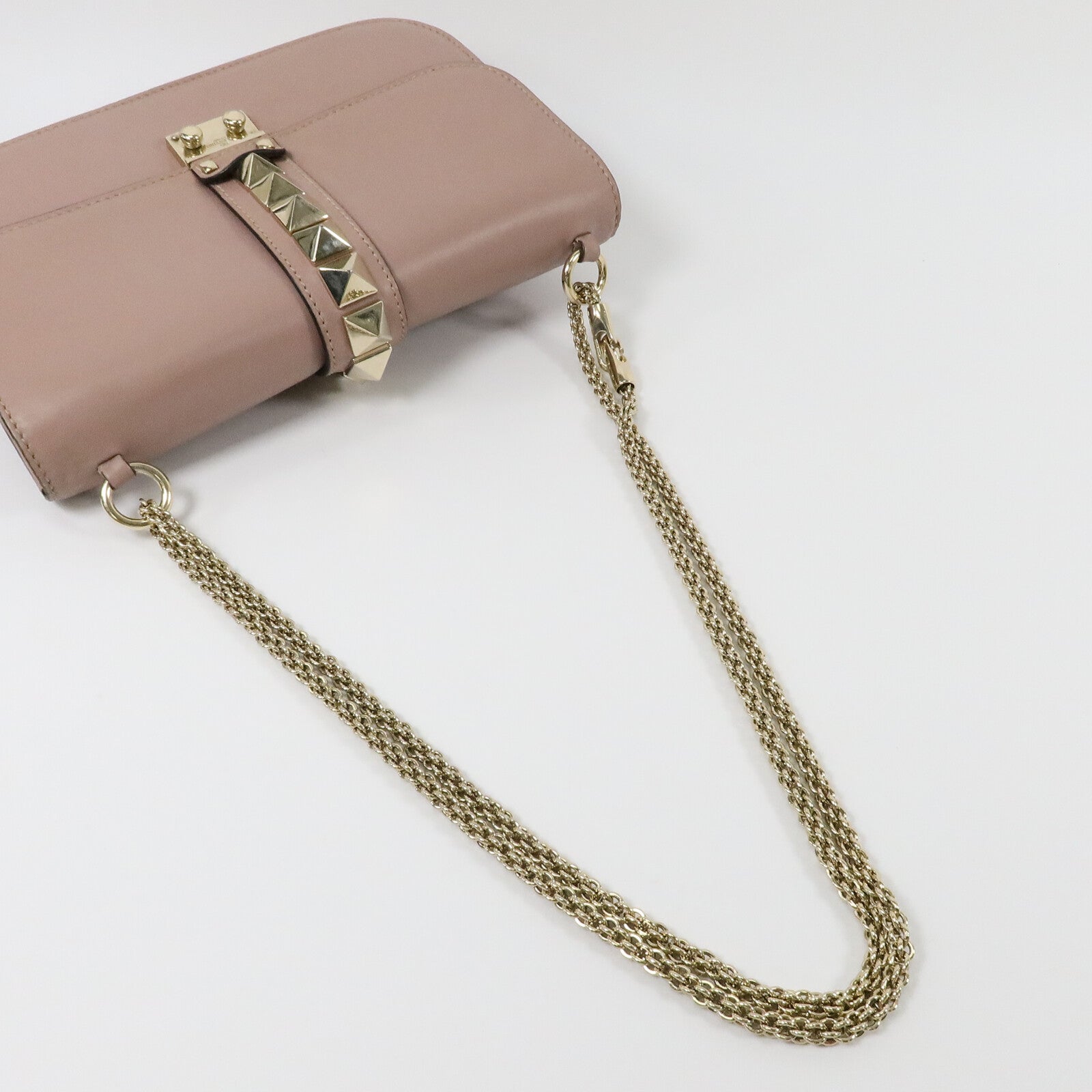 Valentino 牛皮皮革Garavani Glam Lock鏈帶手挽肩背兩用袋