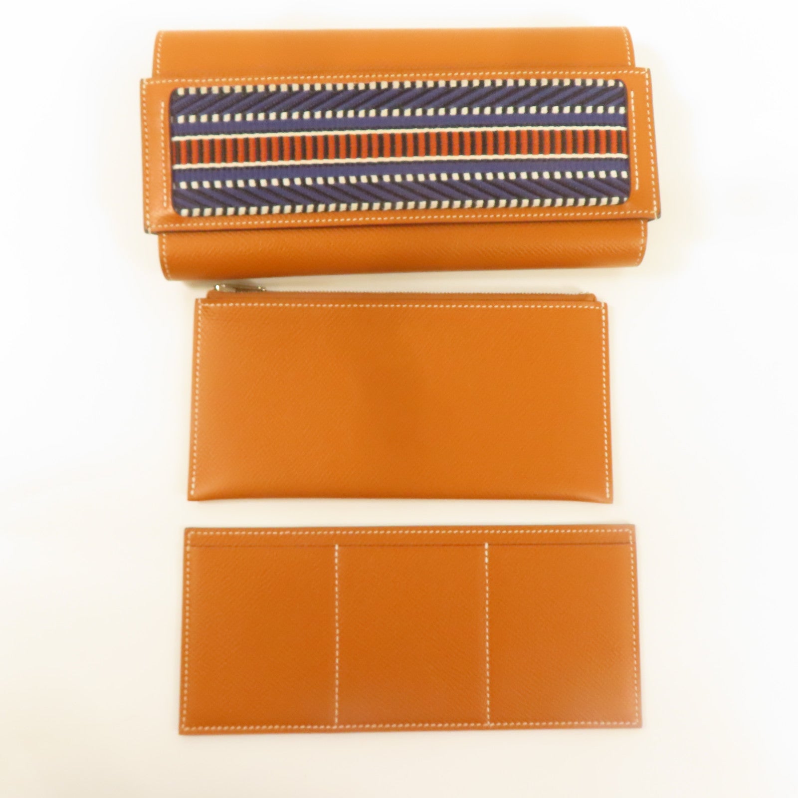 HERMES Passant en Excellent Etat Marron Long wallet Epsom Leather Gold