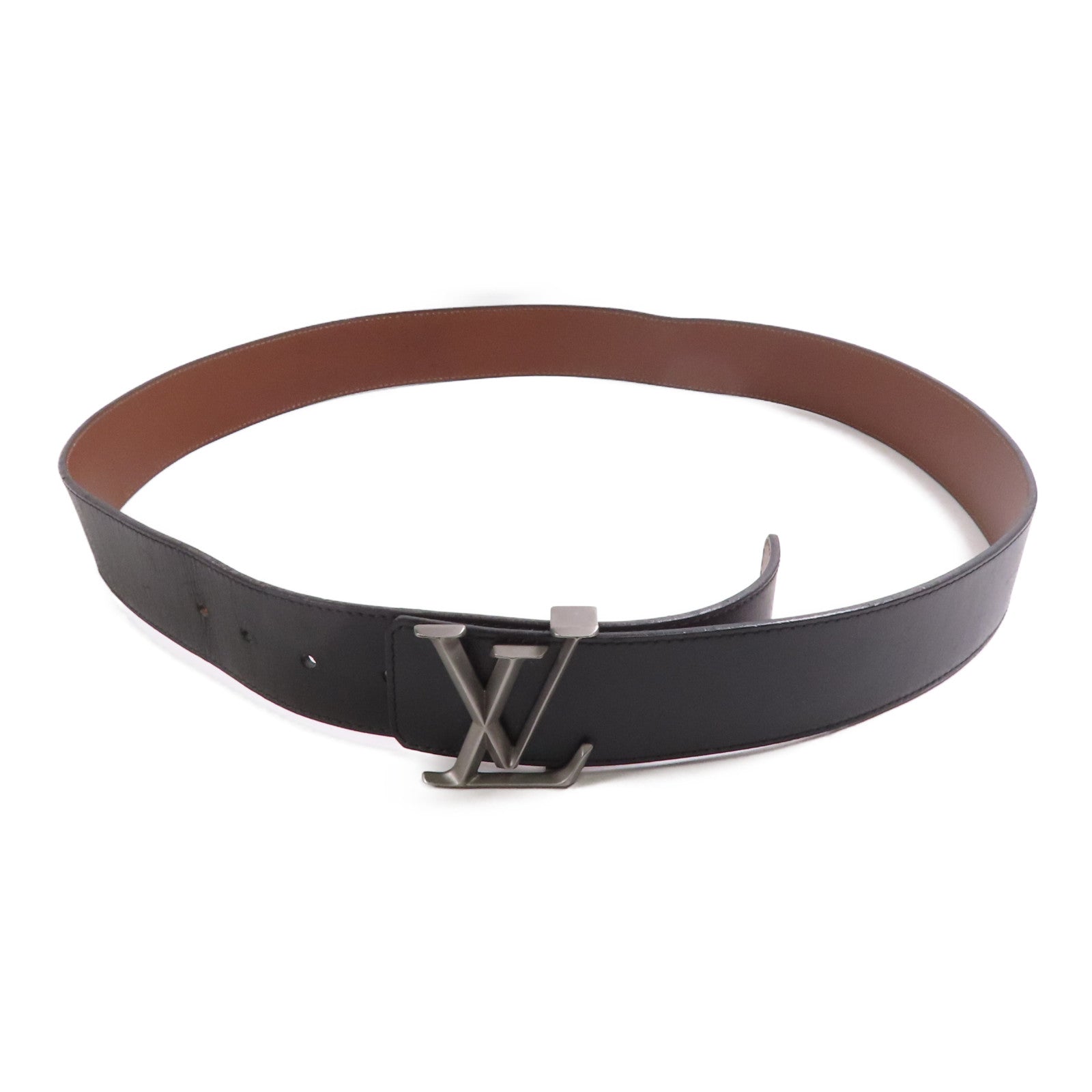 LOUIS VUITTON 牛皮皮革Belt 110cm銀扣皮帶