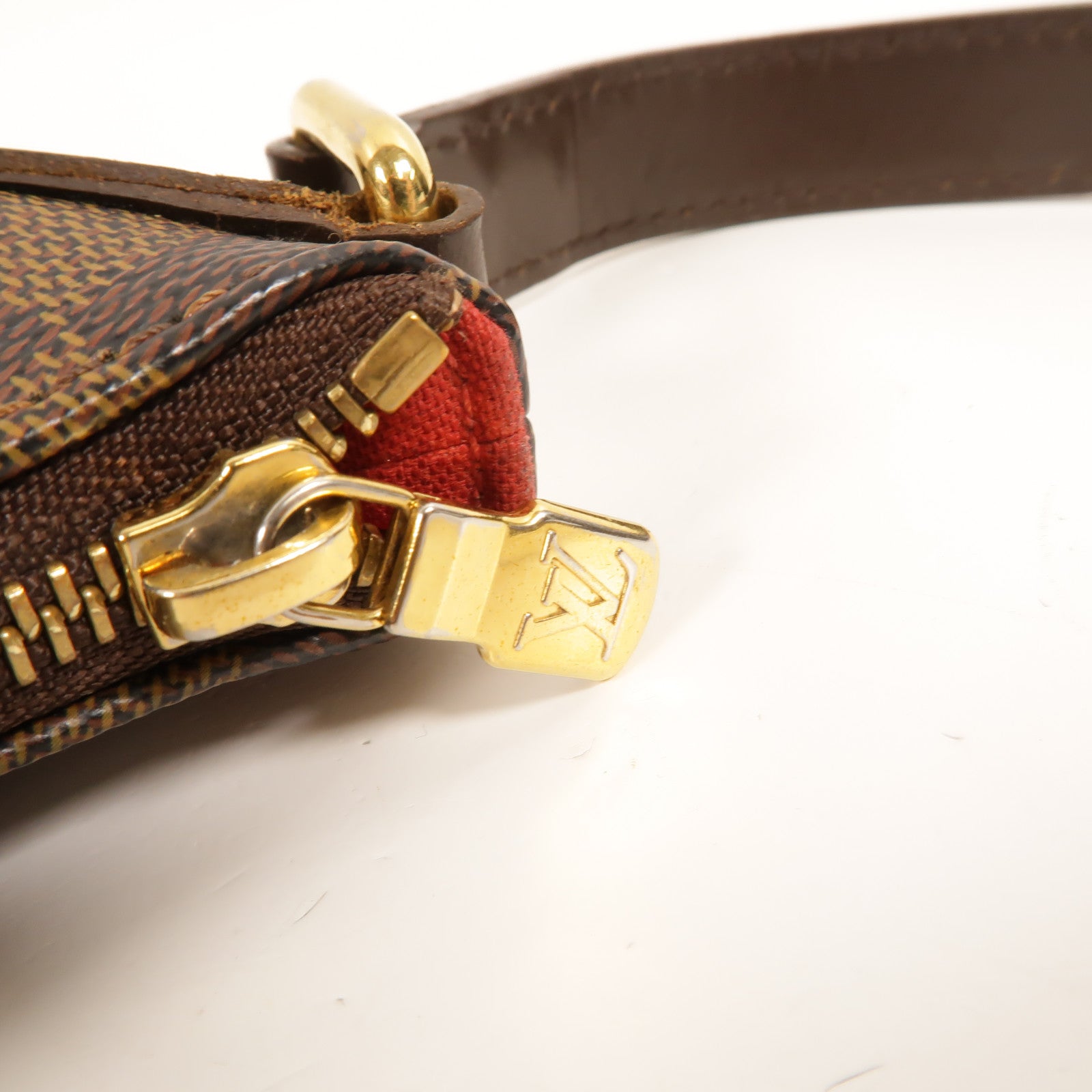 LOUIS VUITTON Damier Bloomsbury PM金扣肩背袋棕色