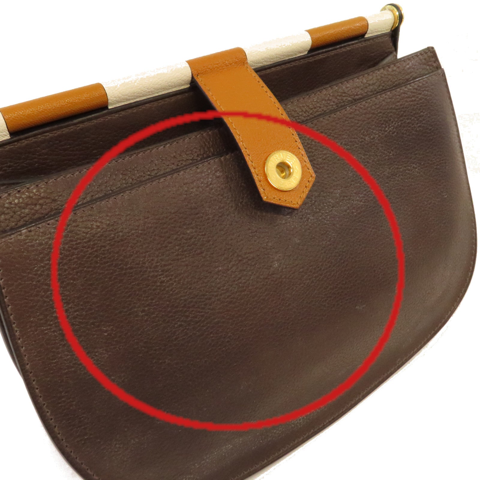 HERMES 【激減優惠】Clemence皮革Sac Saut 25 Shoulder Bag金扣肩背袋啡色