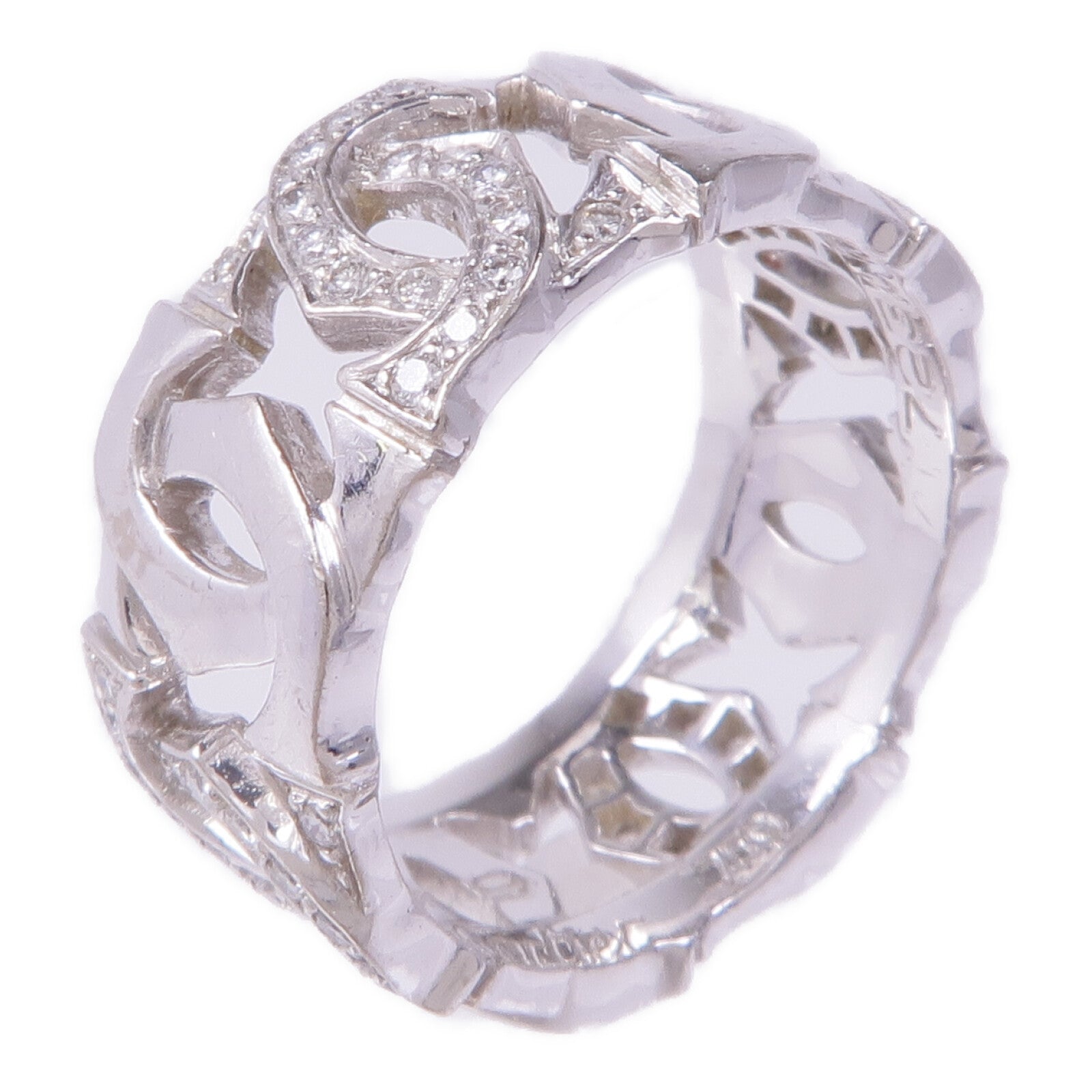 CARTIER 18K白金Double C De ring鑽石戒指Cartier#49/US#4.75