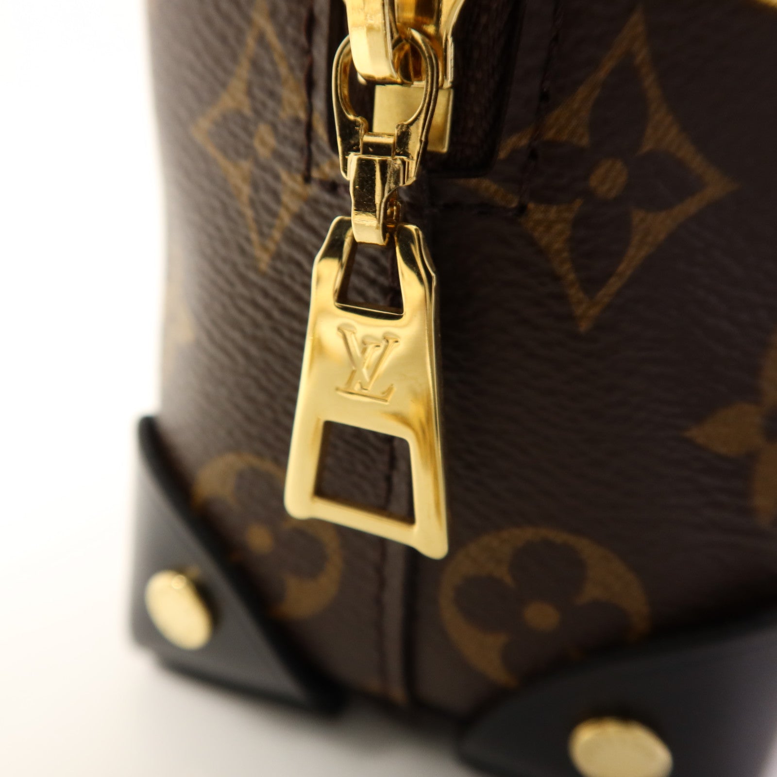 LOUIS VUITTON Monogram Petite Malle Souple金扣手挽肩背兩用袋棕色