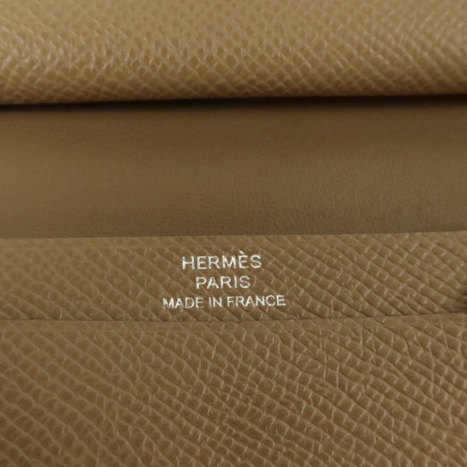 HERMES Epsom皮革Bearn Mini Wallet銀扣錢包Etoupe