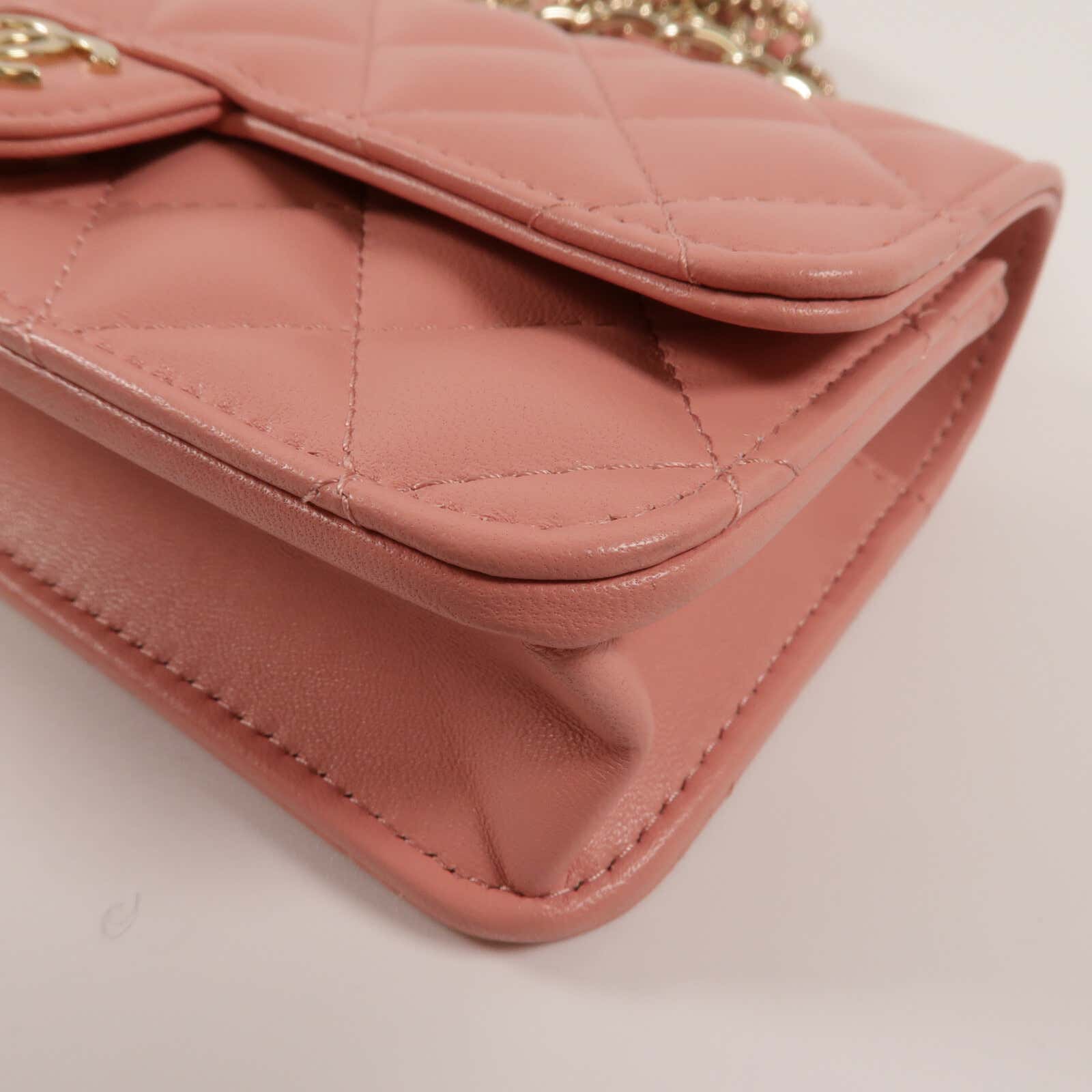 CHANEL 羊皮皮革Wallet On Chain With Handle鏈帶手挽肩背兩用袋
