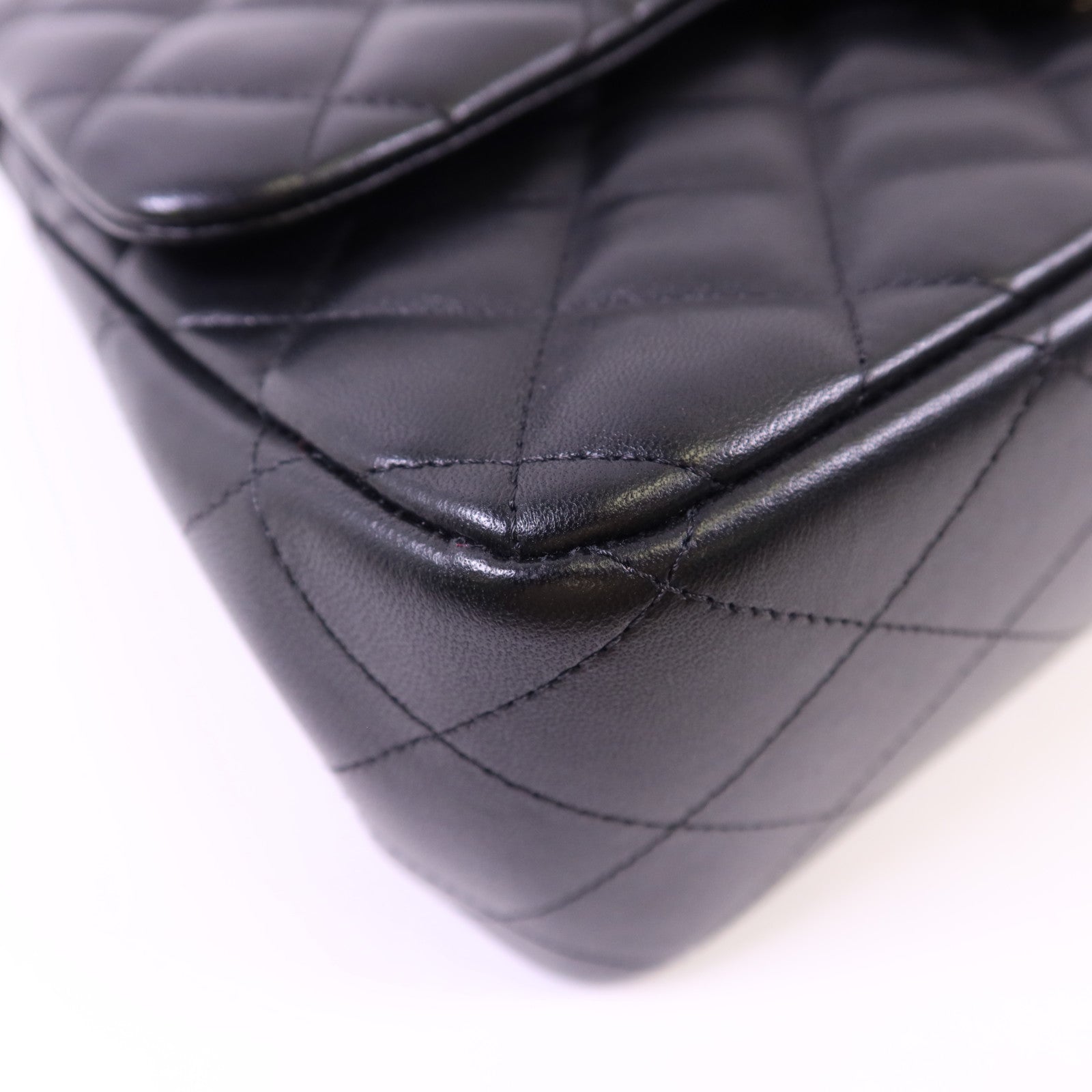 CHANEL 羊皮皮革Large Classic銀扣鏈帶手挽肩背兩用袋