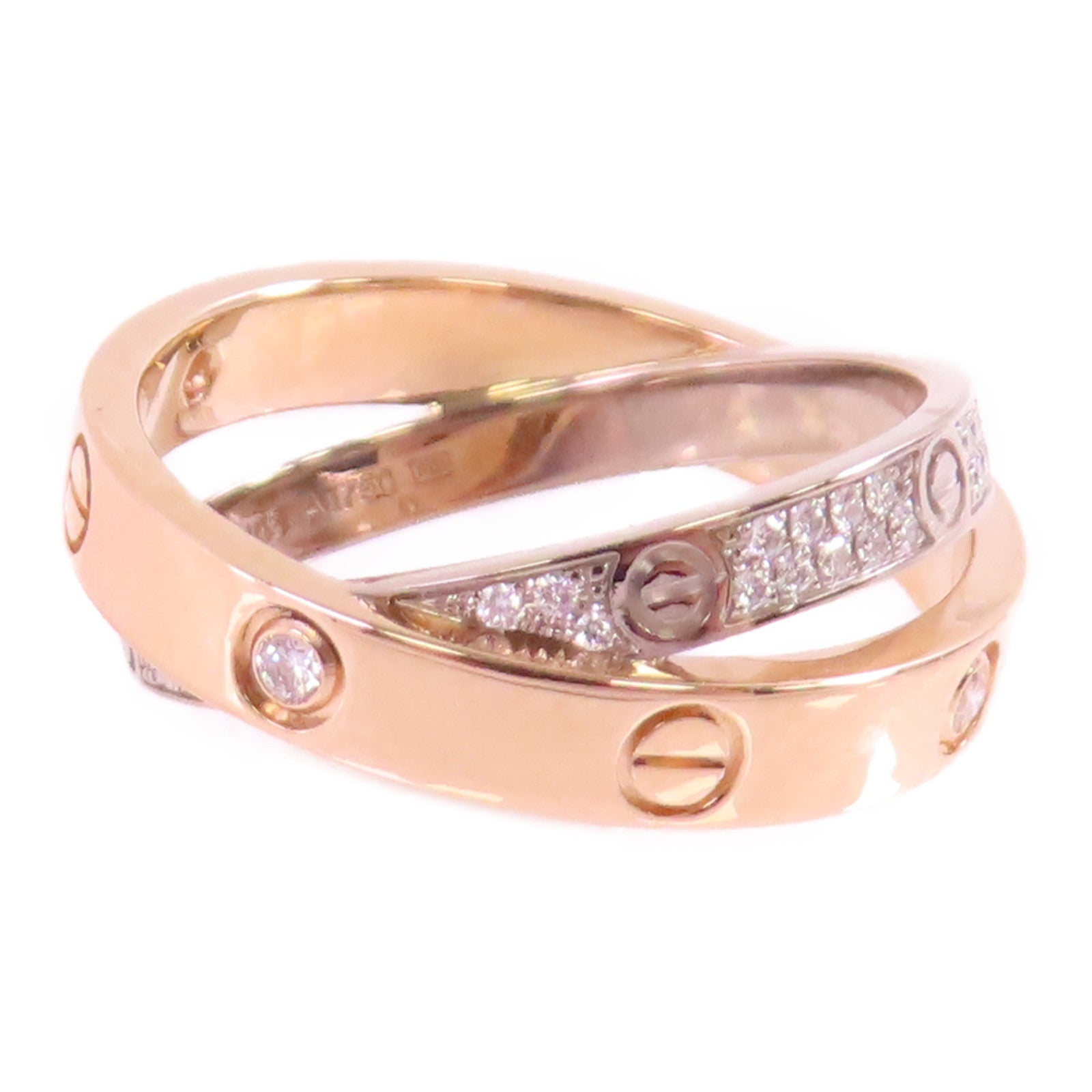 CARTIER 18K玫瑰金/白金/鑽石Love Diamond Ring戒指Cartier#53/US#6.5