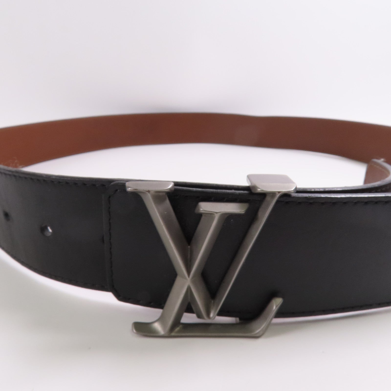LOUIS VUITTON 牛皮皮革Belt 110cm銀扣皮帶