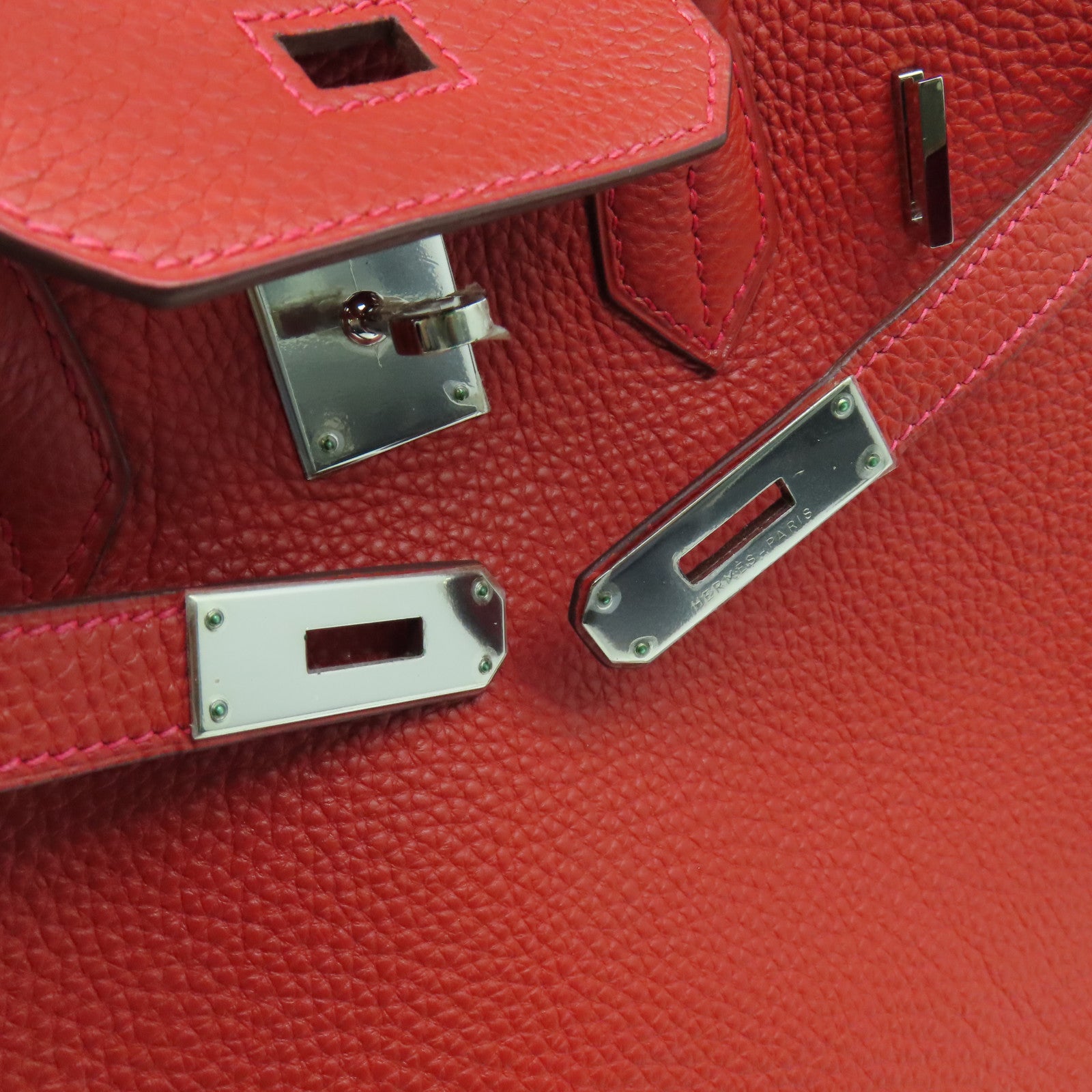 HERMES Togo皮革Birkin 30銀扣手挽袋Rouge Casaque正紅色