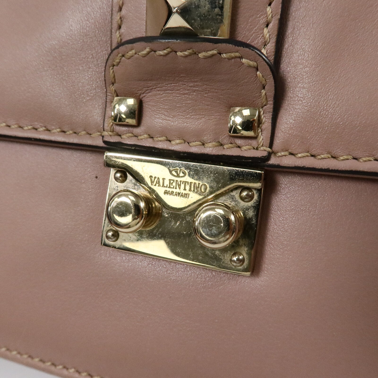 Valentino 牛皮皮革Garavani Glam Lock鏈帶手挽肩背兩用袋