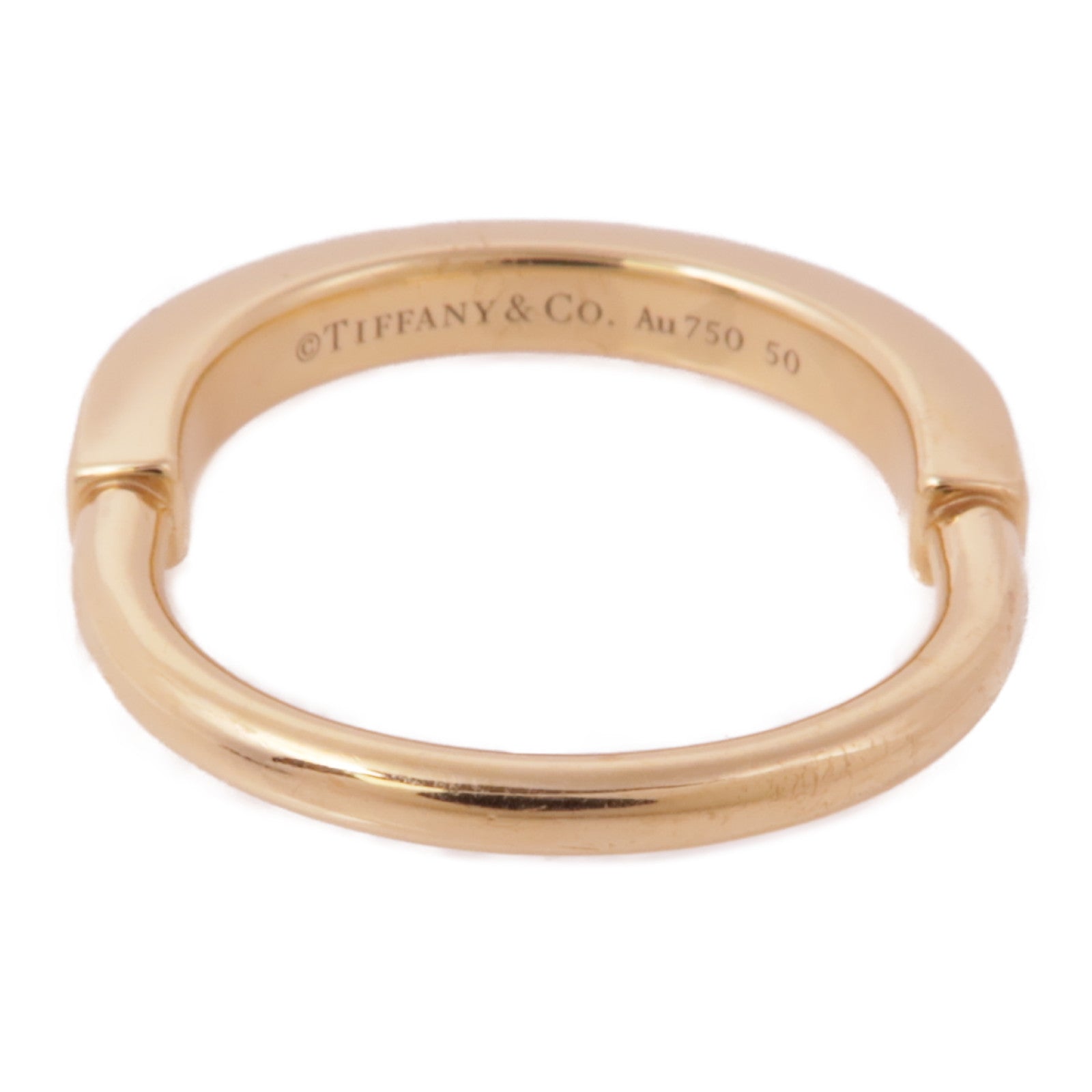 TIFFANY＆CO 18K玫瑰金Lock Ring戒指Tiffany#55/US#7.25