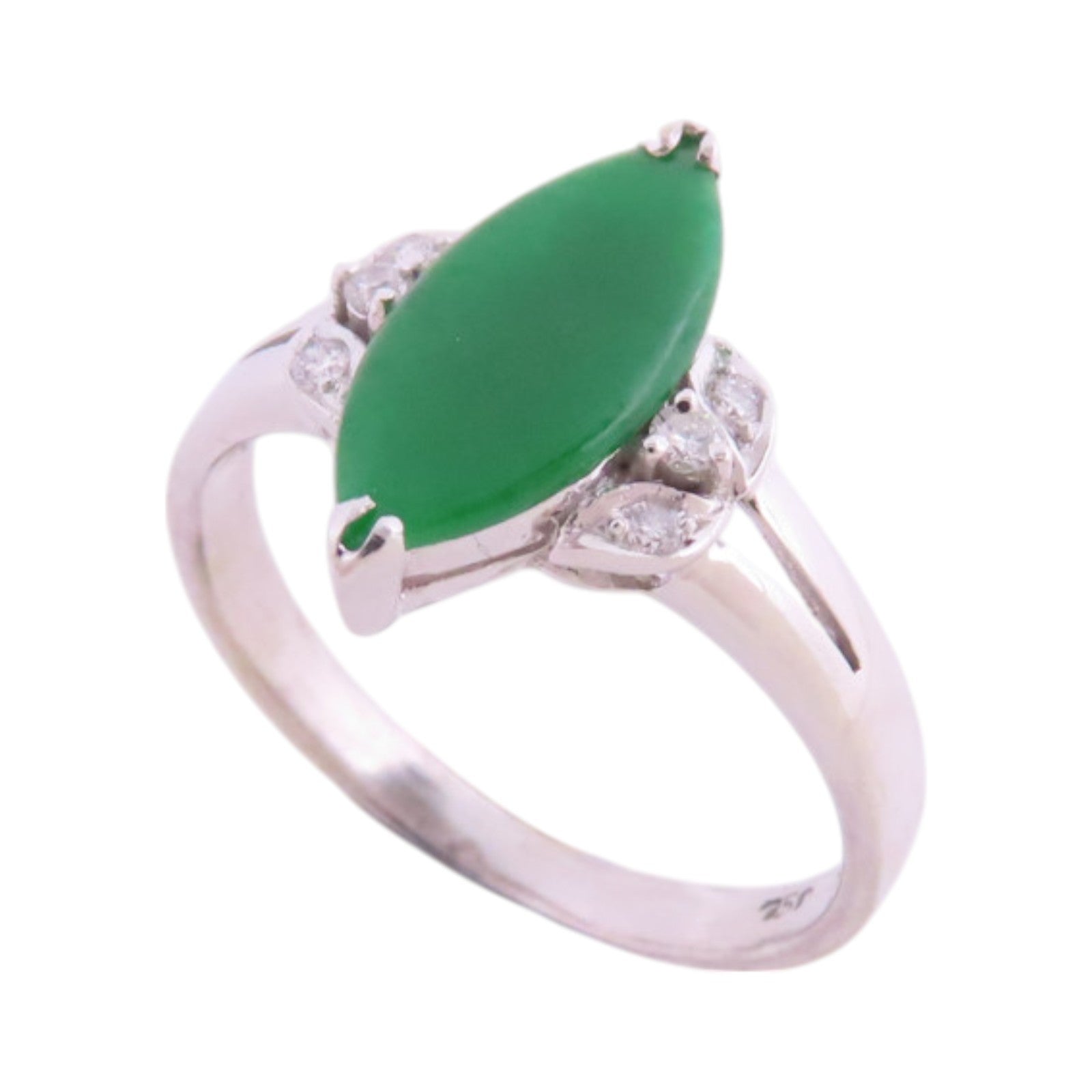 JEWELRY 【激減優惠】18K白金/翡翠/鑽石Jade Diamond Ring戒指US#6.5