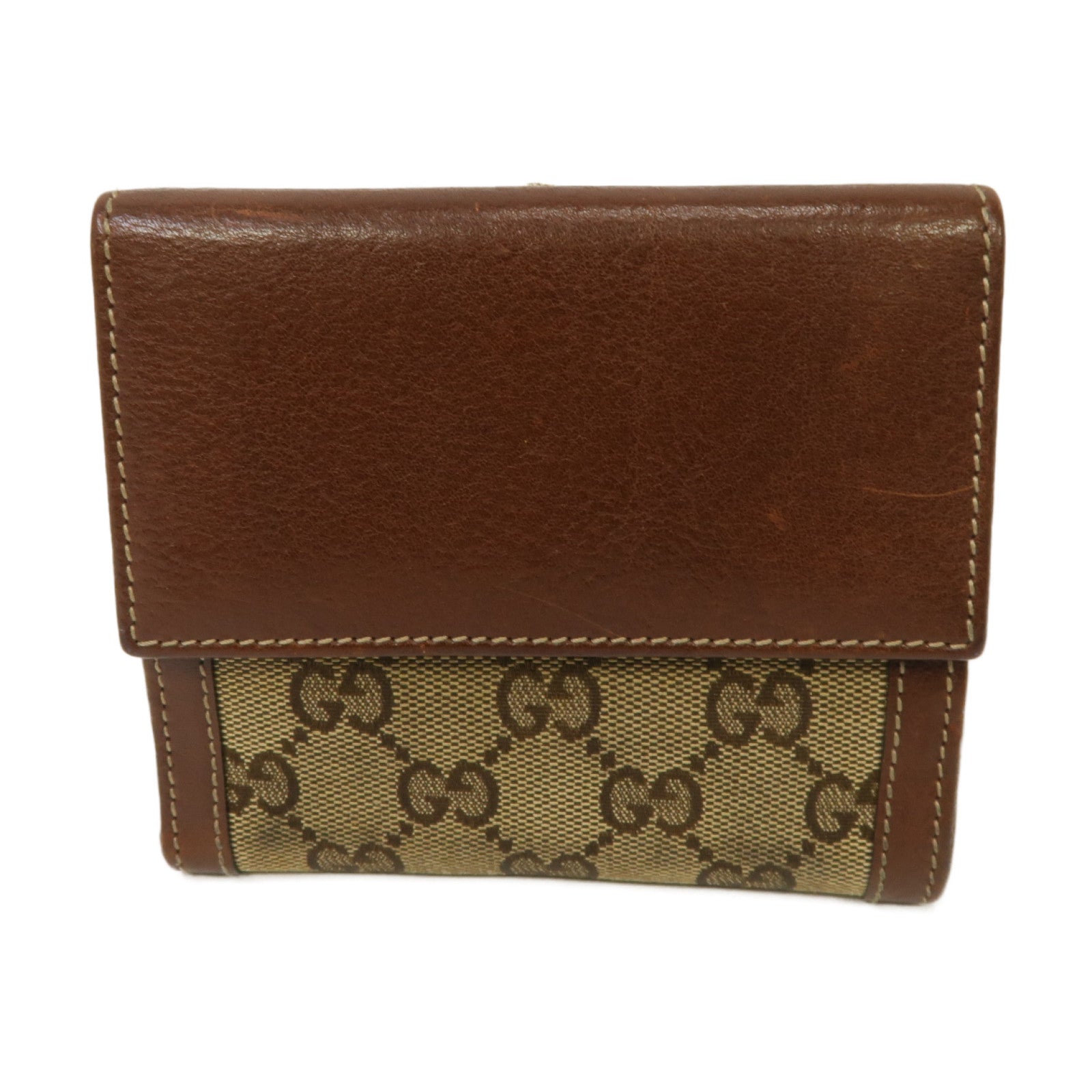 GUCCI 【清倉大減價】帆布Wallet金扣錢包啡色