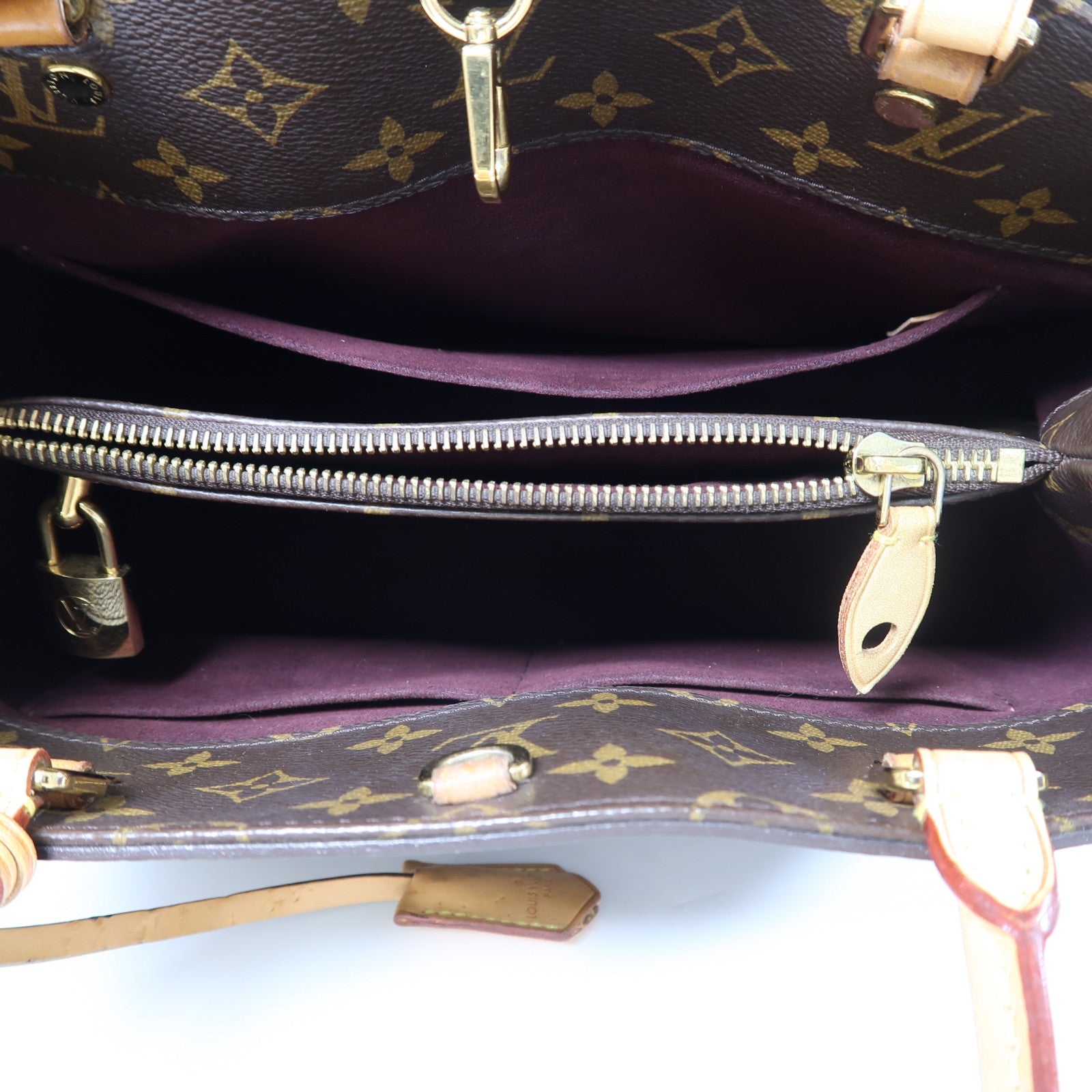 LOUIS VUITTON Monogram Montaigne金扣手挽肩背兩用袋啡色