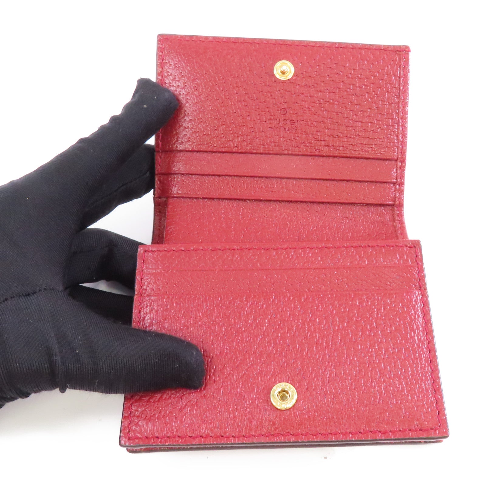 GUCCI 塗層帆布Wallet金扣錢包棕色