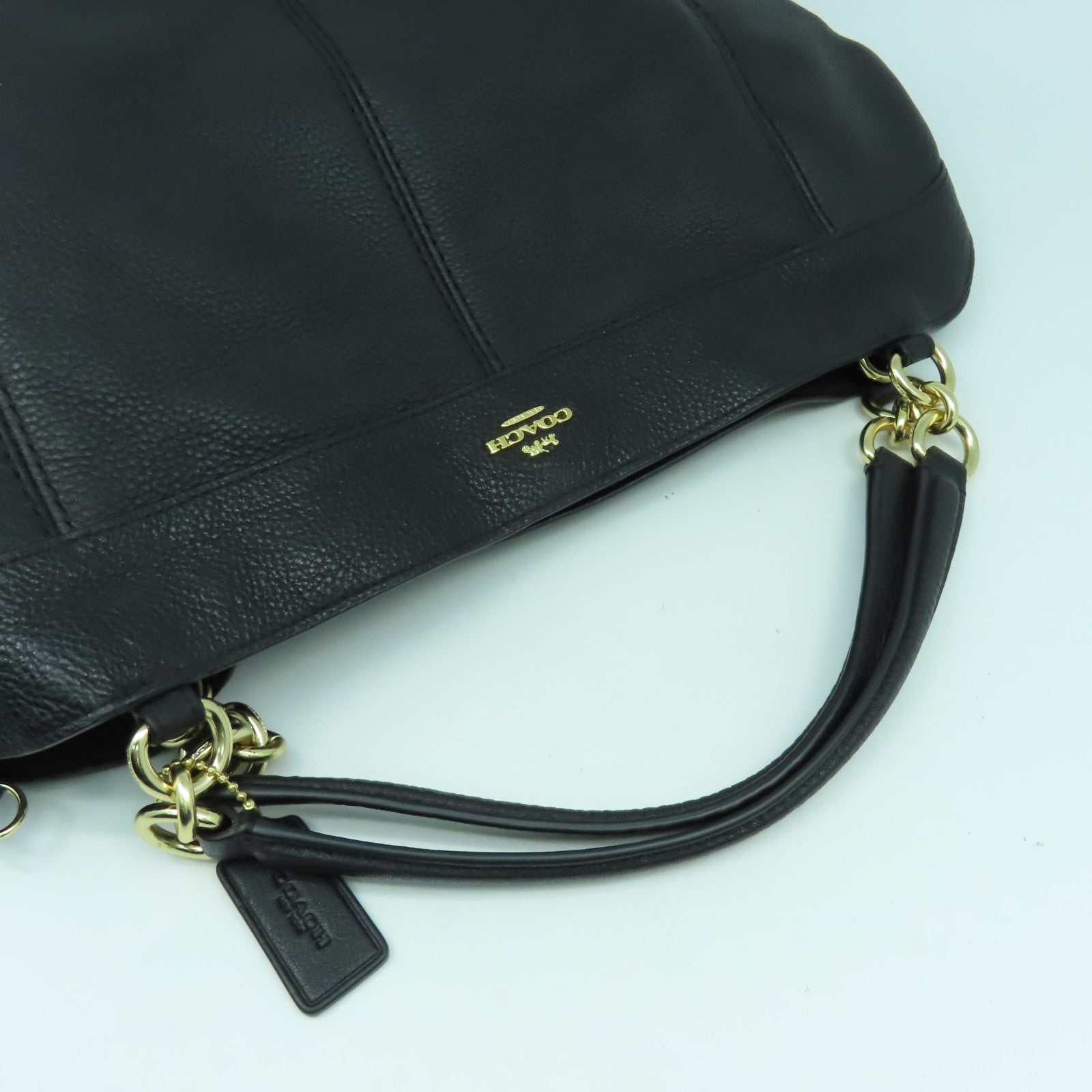 COACH 【激減優惠】牛皮皮革2way Shoulder Bag金扣手挽肩背兩用袋黑色