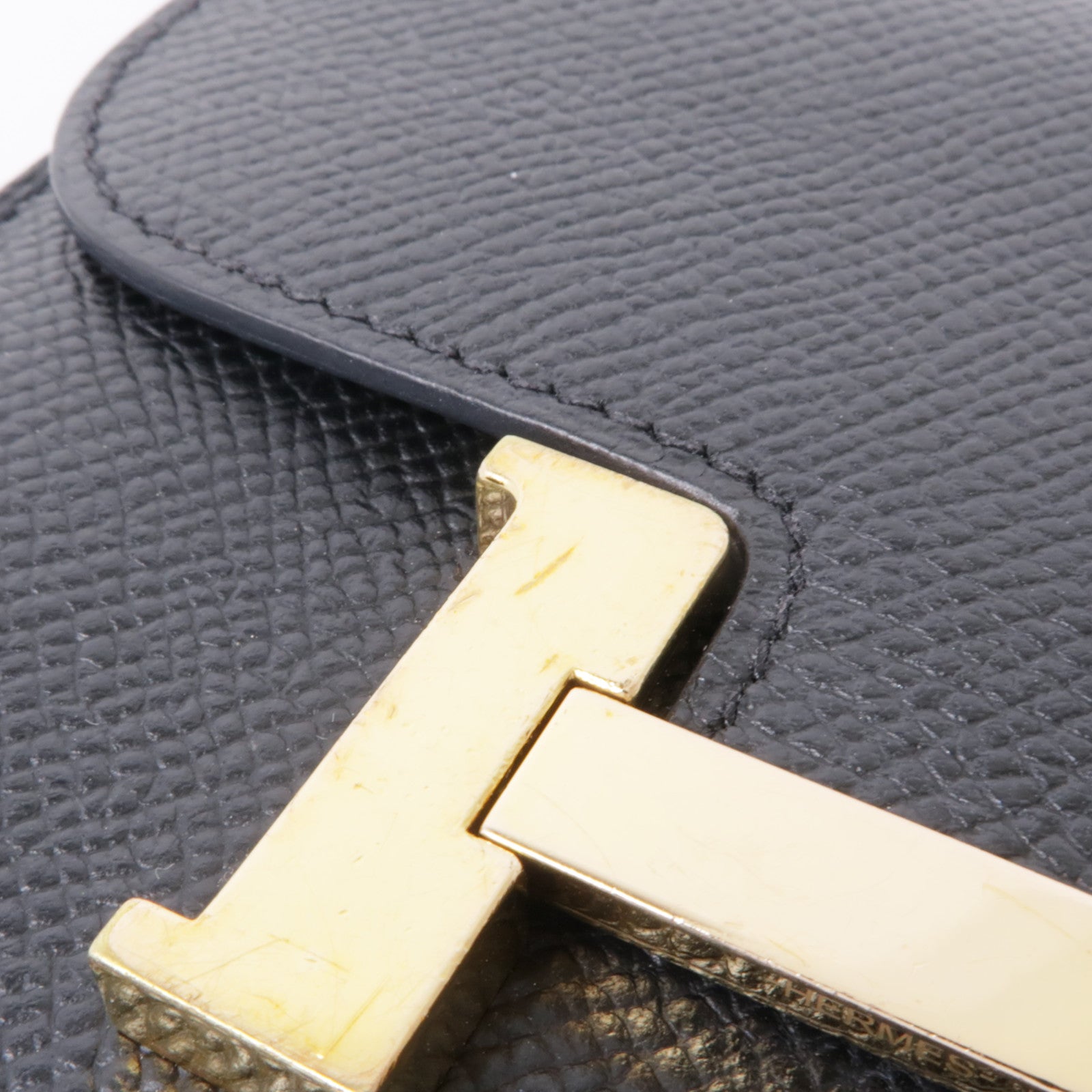 HERMES Epsom皮革Constance Wallet金扣錢包Noir