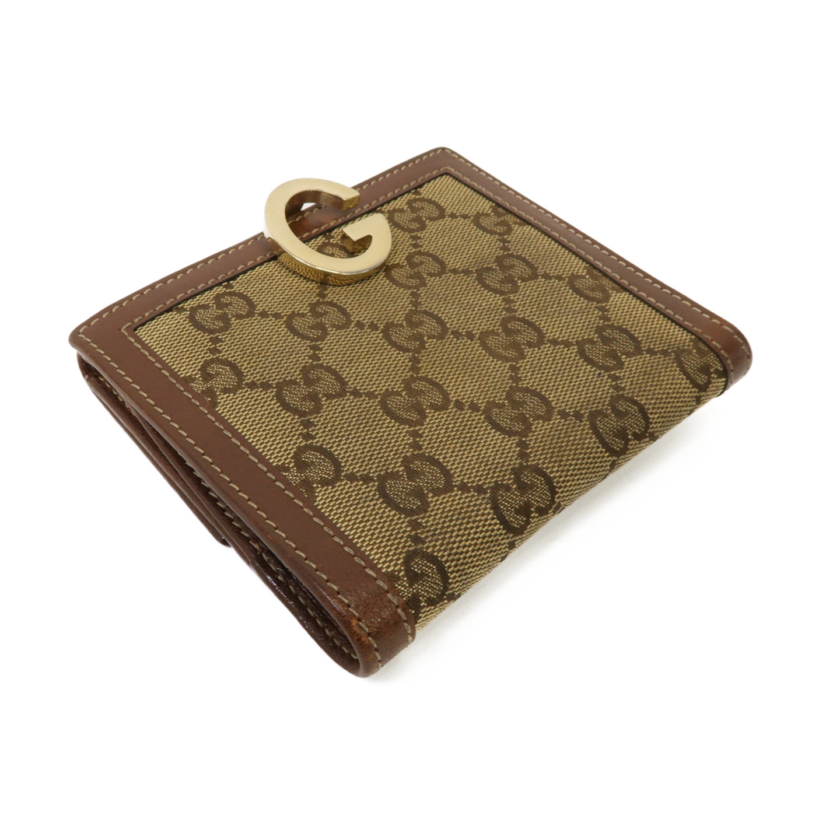 GUCCI 【清倉大減價】帆布Wallet金扣錢包啡色
