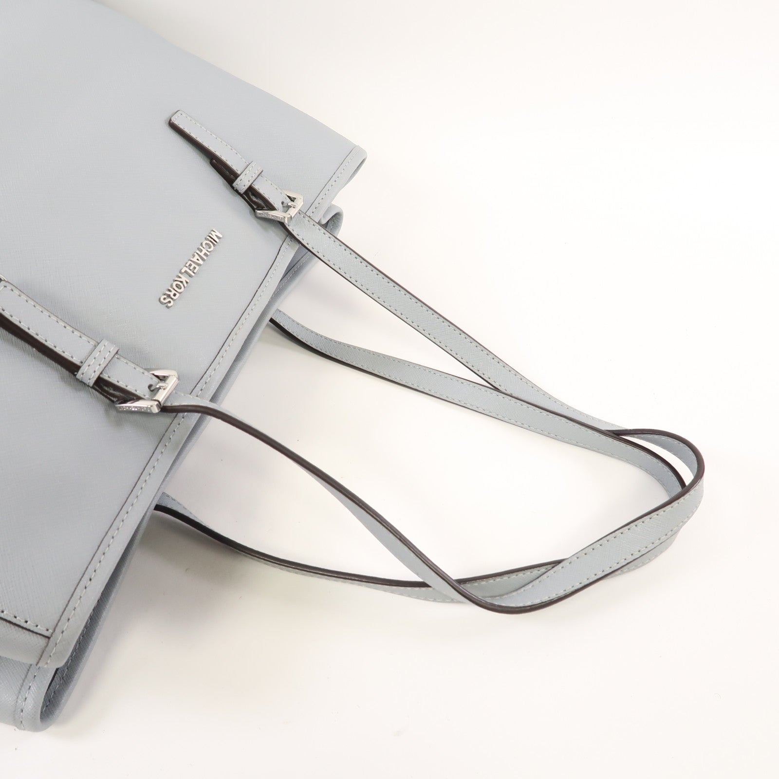Michael Kors 牛皮皮革Handbag銀扣手挽袋淺藍色