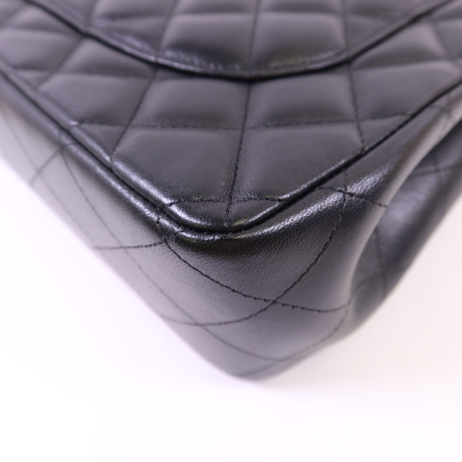 CHANEL 羊皮皮革Large Classic銀扣鏈帶手挽肩背兩用袋