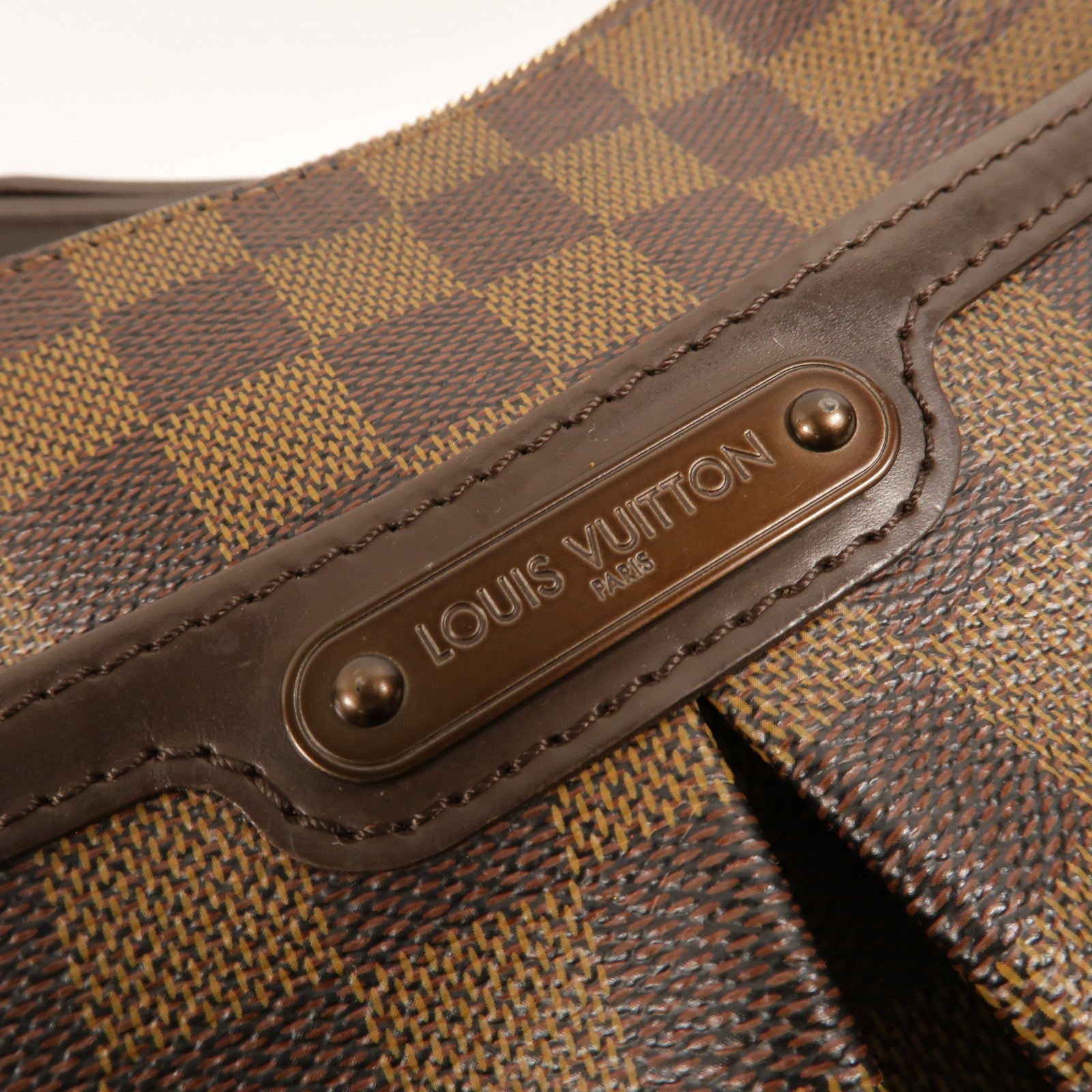 LOUIS VUITTON Damier Bloomsbury PM金扣肩背袋棕色