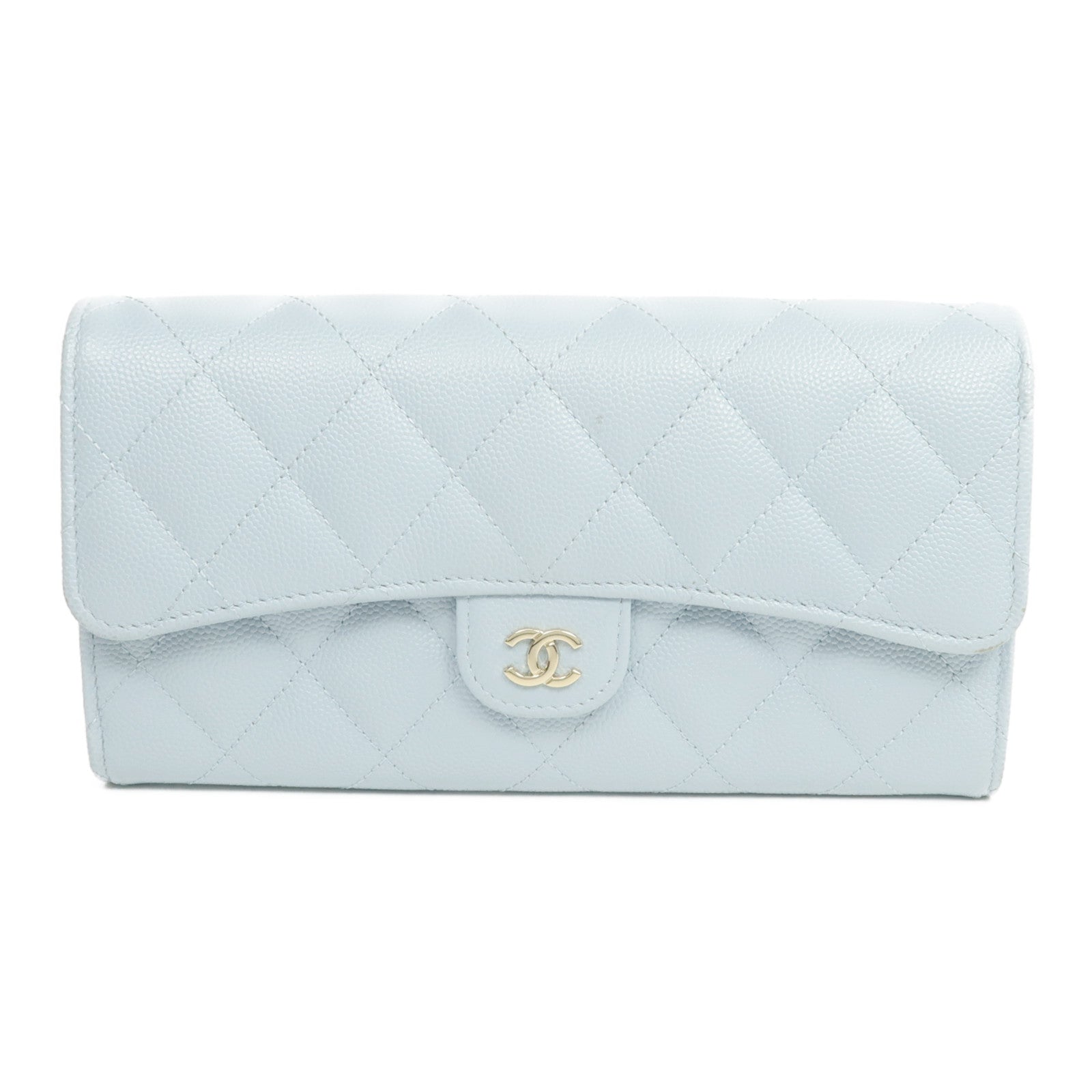 CHANEL 牛皮皮革Long Wallet金扣長錢包