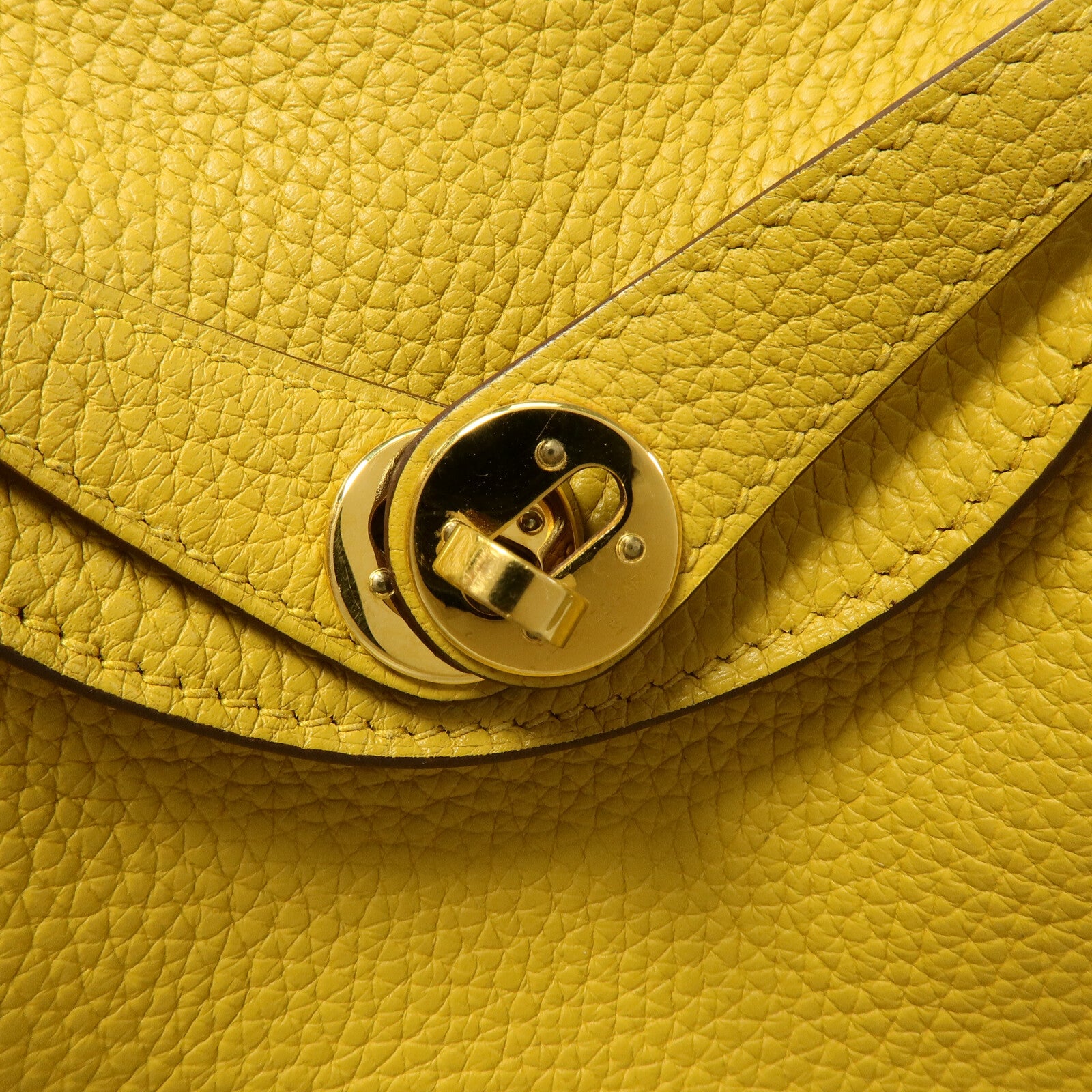 HERMES Clemence皮革Mini Lindy手挽肩背兩用袋Jaune Ambre