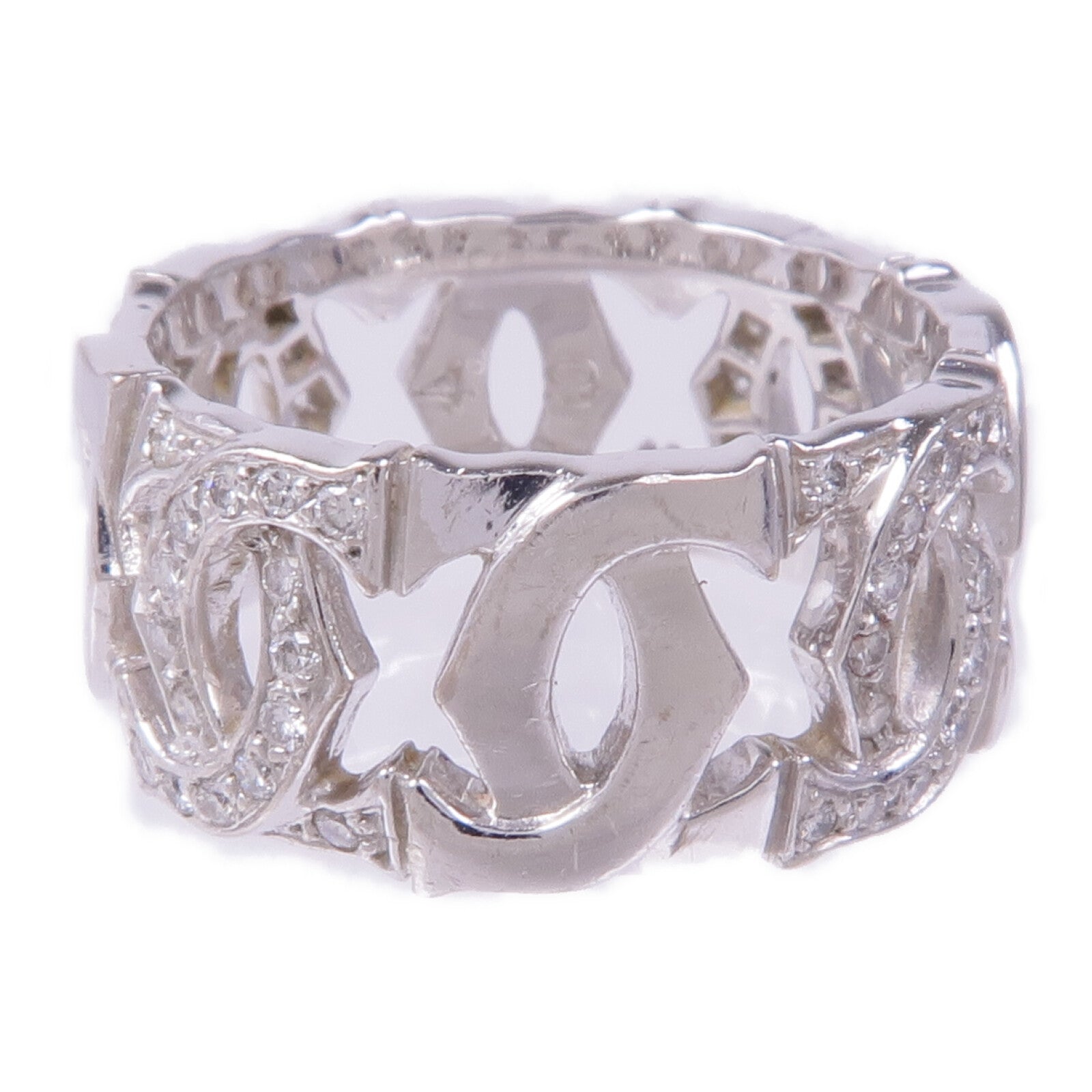 CARTIER 18K白金Double C De ring鑽石戒指Cartier#49/US#4.75