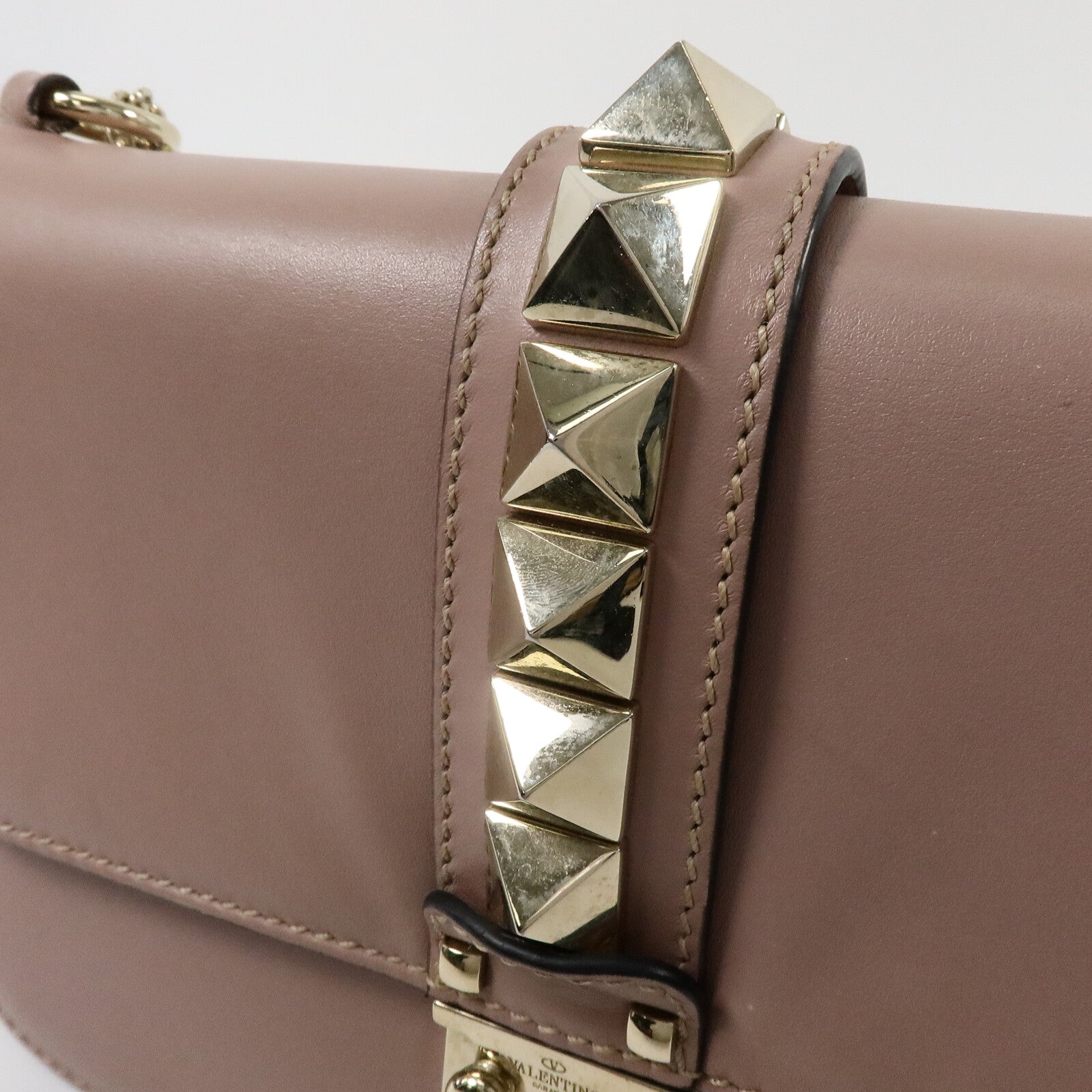 Valentino 牛皮皮革Garavani Glam Lock鏈帶手挽肩背兩用袋