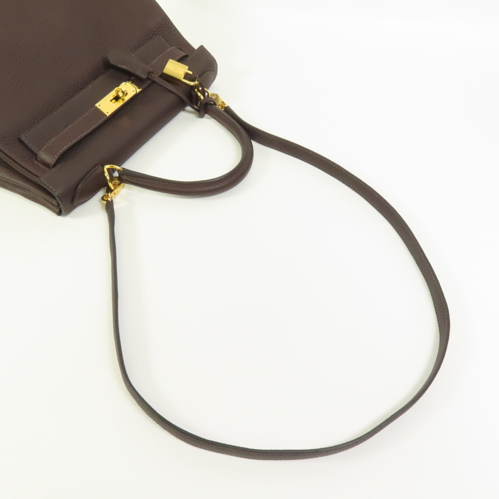 HERMES Togo皮革Kelly 28金扣手挽肩背兩用袋Rouge Sellier