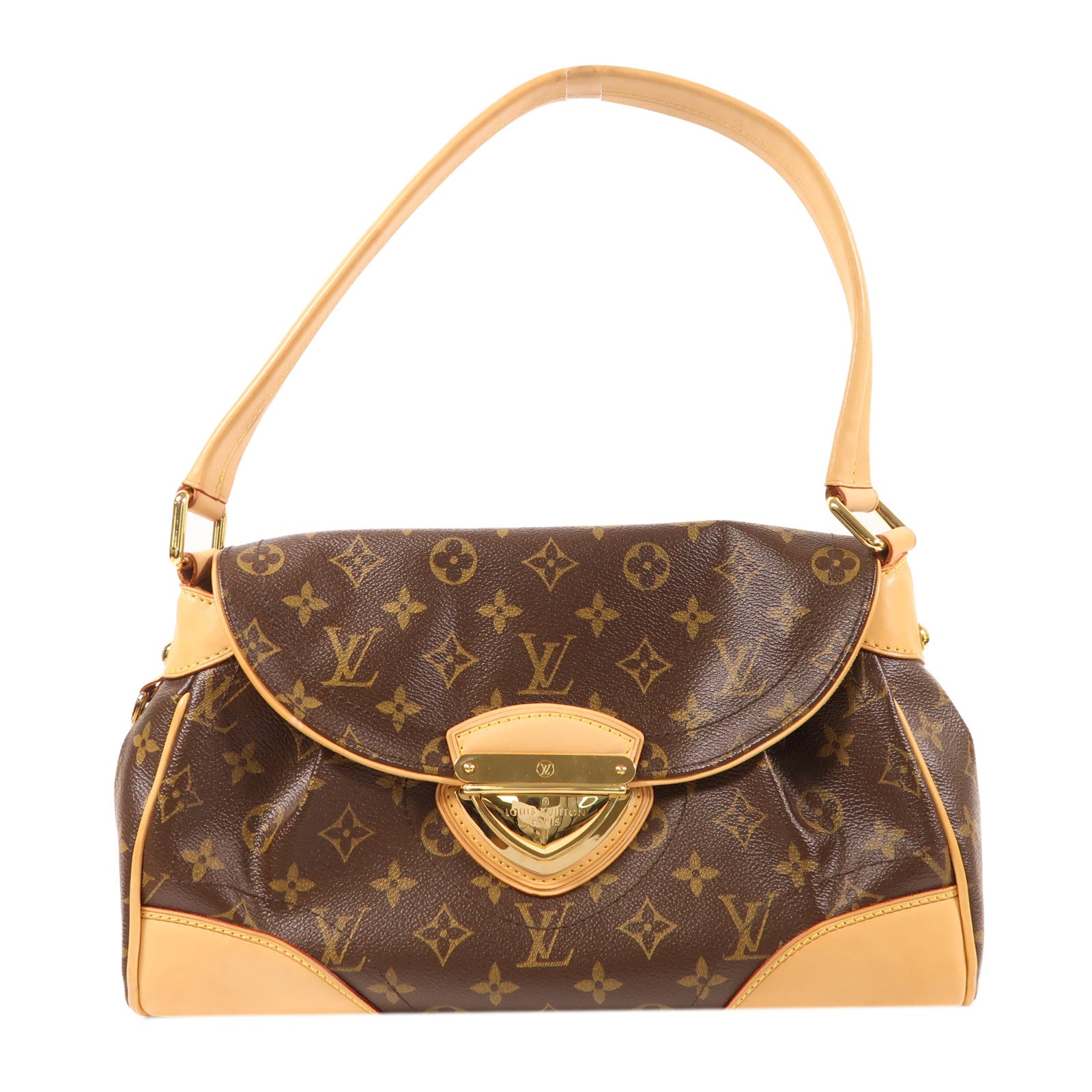 LOUIS VUITTON Monogram Beverly MM金扣肩背袋棕色
