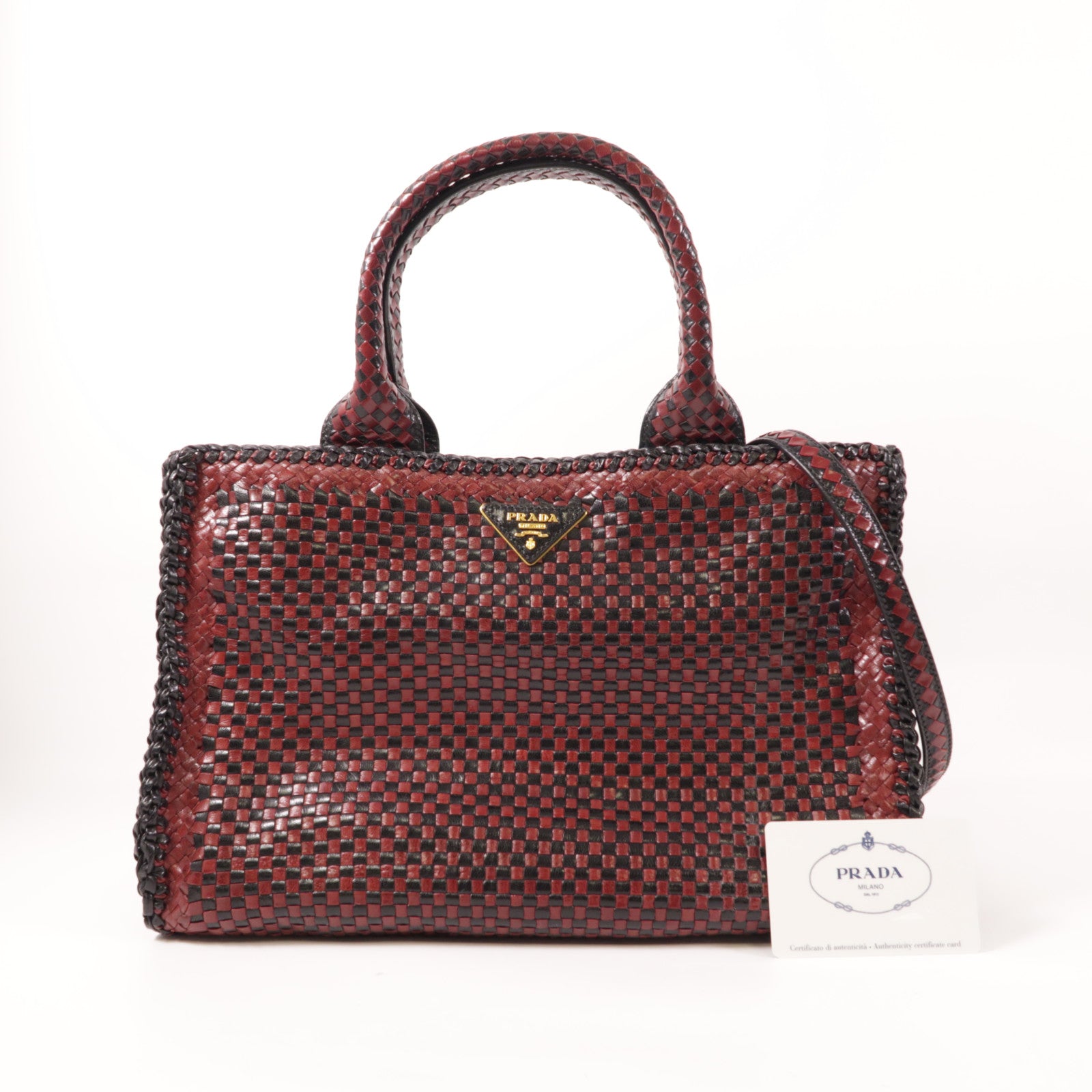 PRADA 牛皮皮革2 Way Bag金扣手挽肩背兩用袋