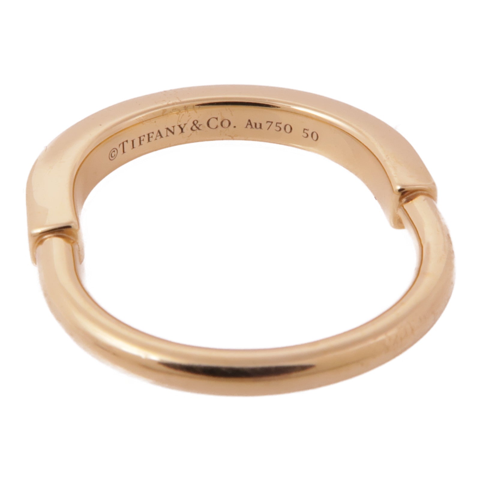 TIFFANY＆CO 18K玫瑰金Lock Ring戒指Tiffany#55/US#7.25