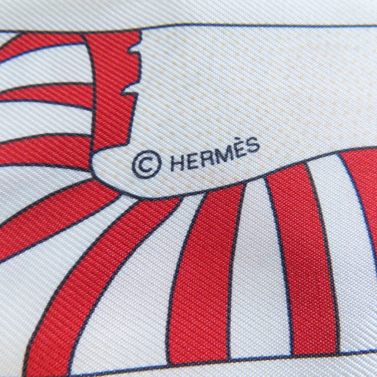 HERMES 【激減優惠】絲質Twilly絲巾紅色/白色