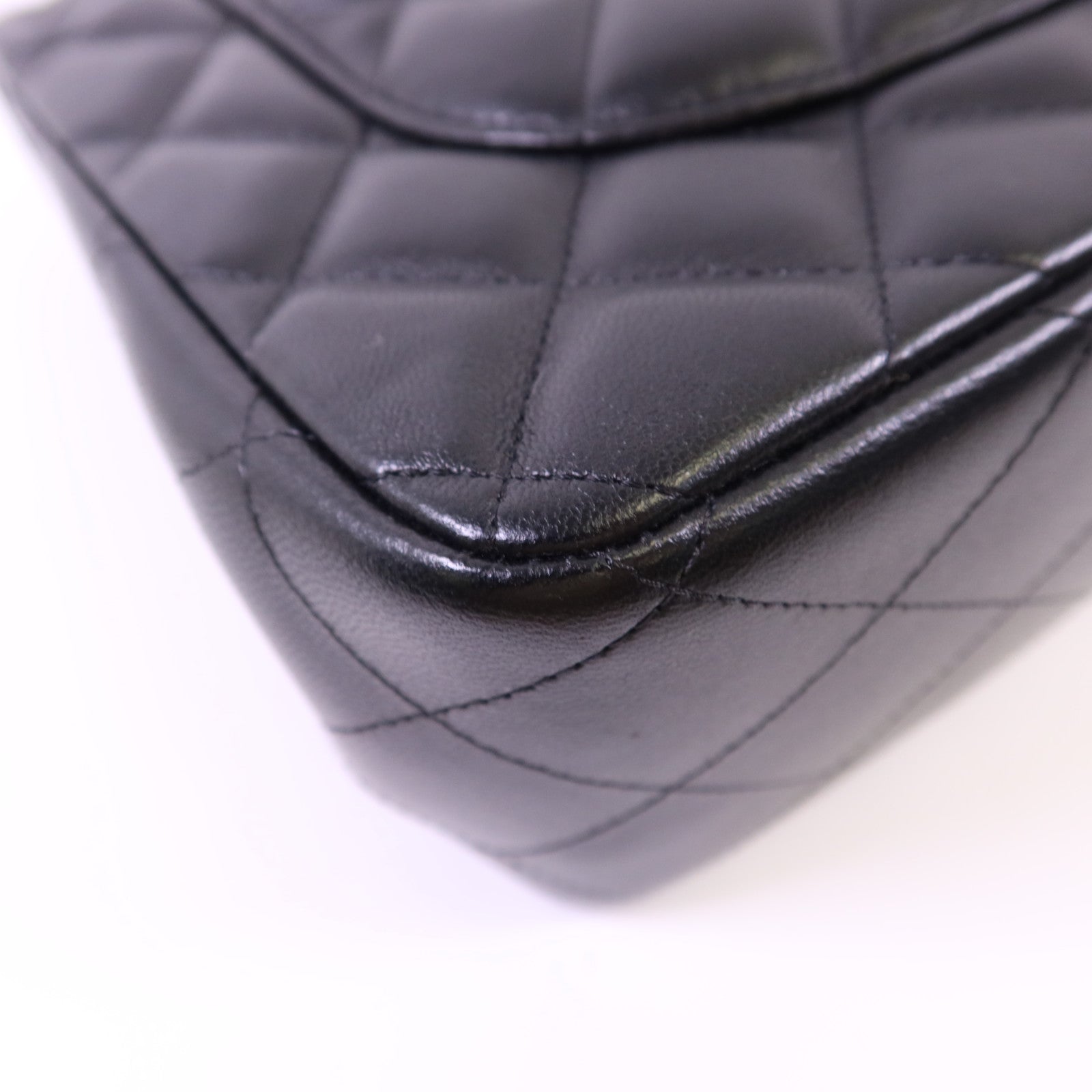 CHANEL 羊皮皮革Large Classic銀扣鏈帶手挽肩背兩用袋