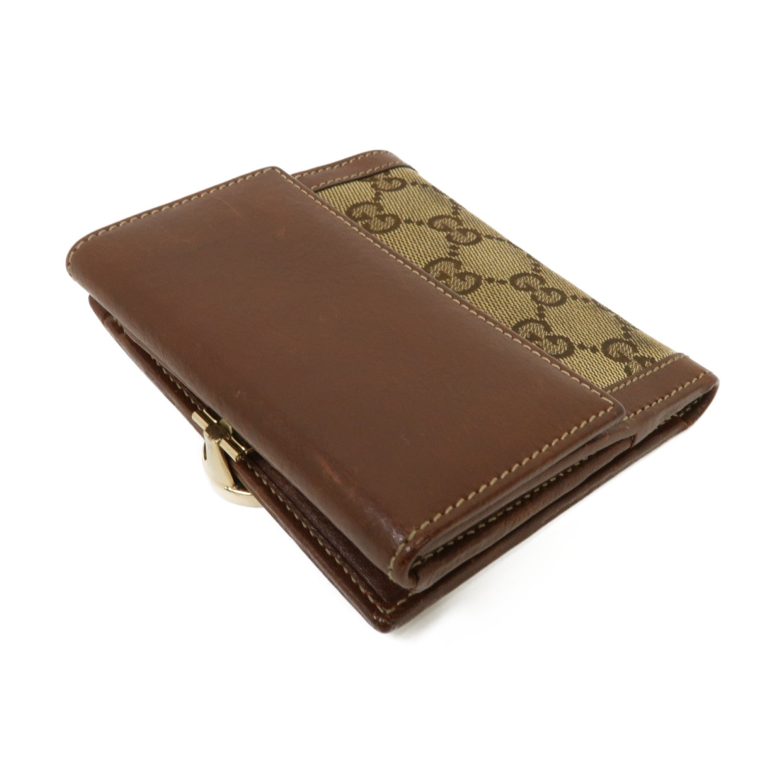 GUCCI 【清倉大減價】帆布Wallet金扣錢包啡色