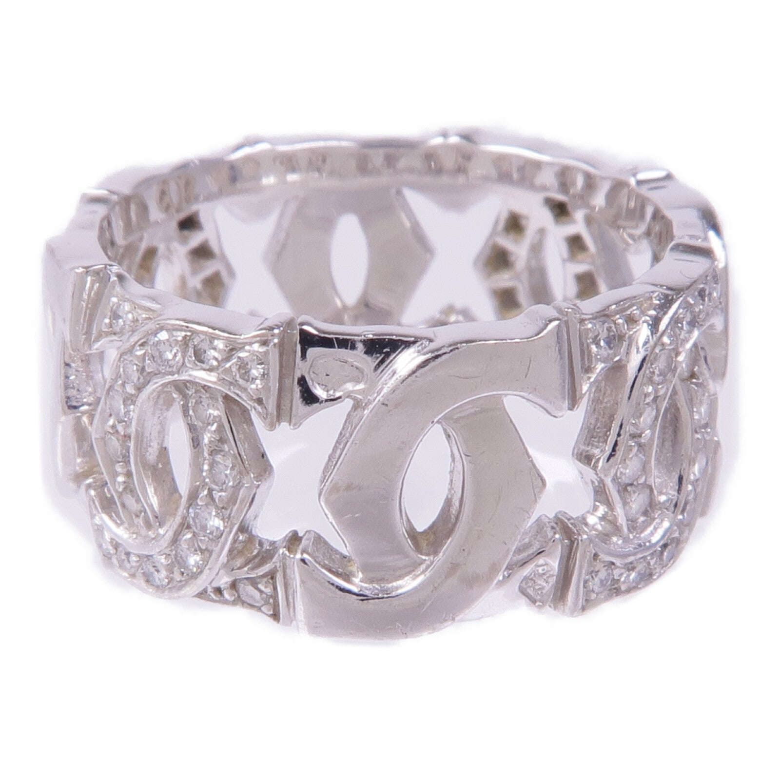 CARTIER 18K白金Double C De ring鑽石戒指Cartier#49/US#4.75