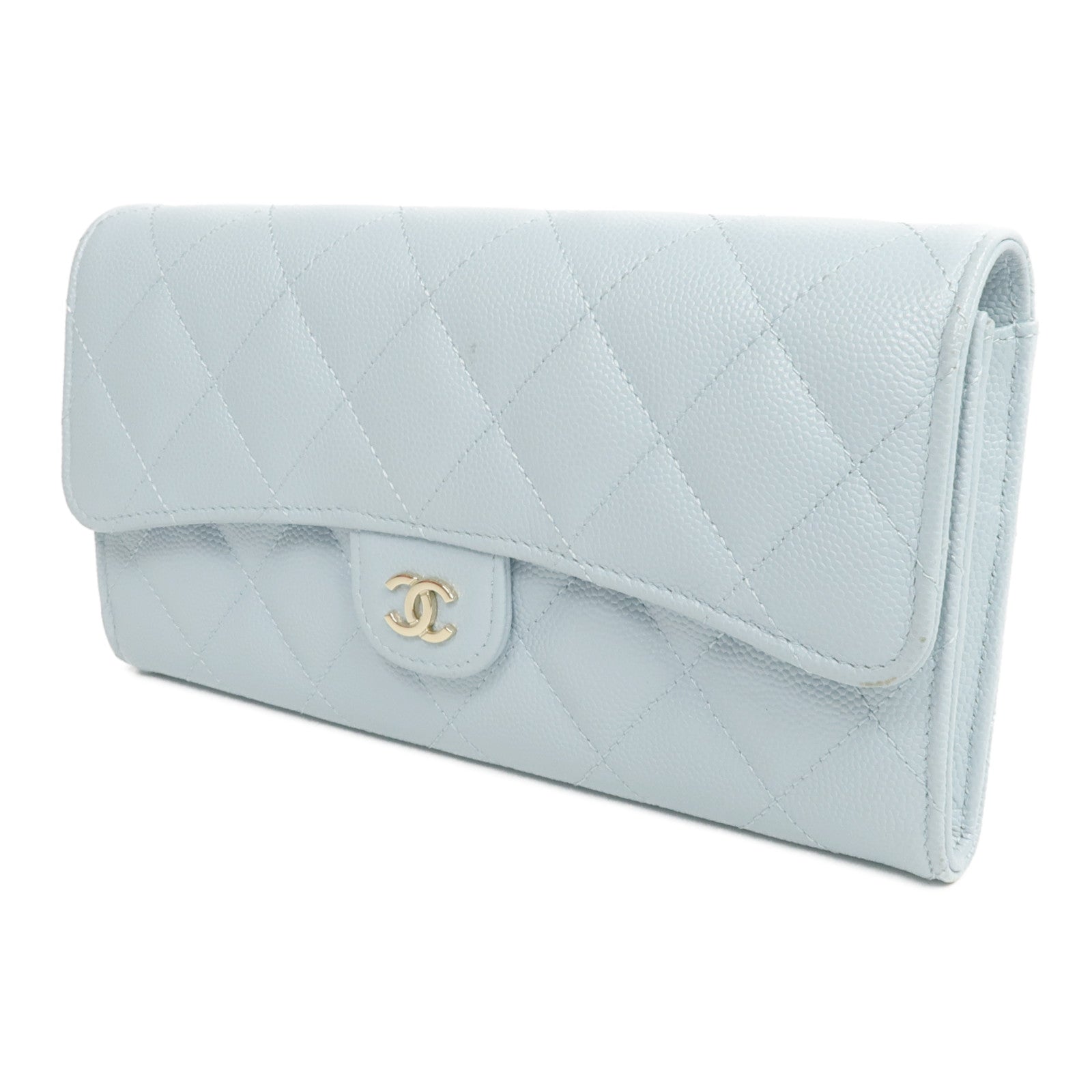 CHANEL 牛皮皮革Long Wallet金扣長錢包