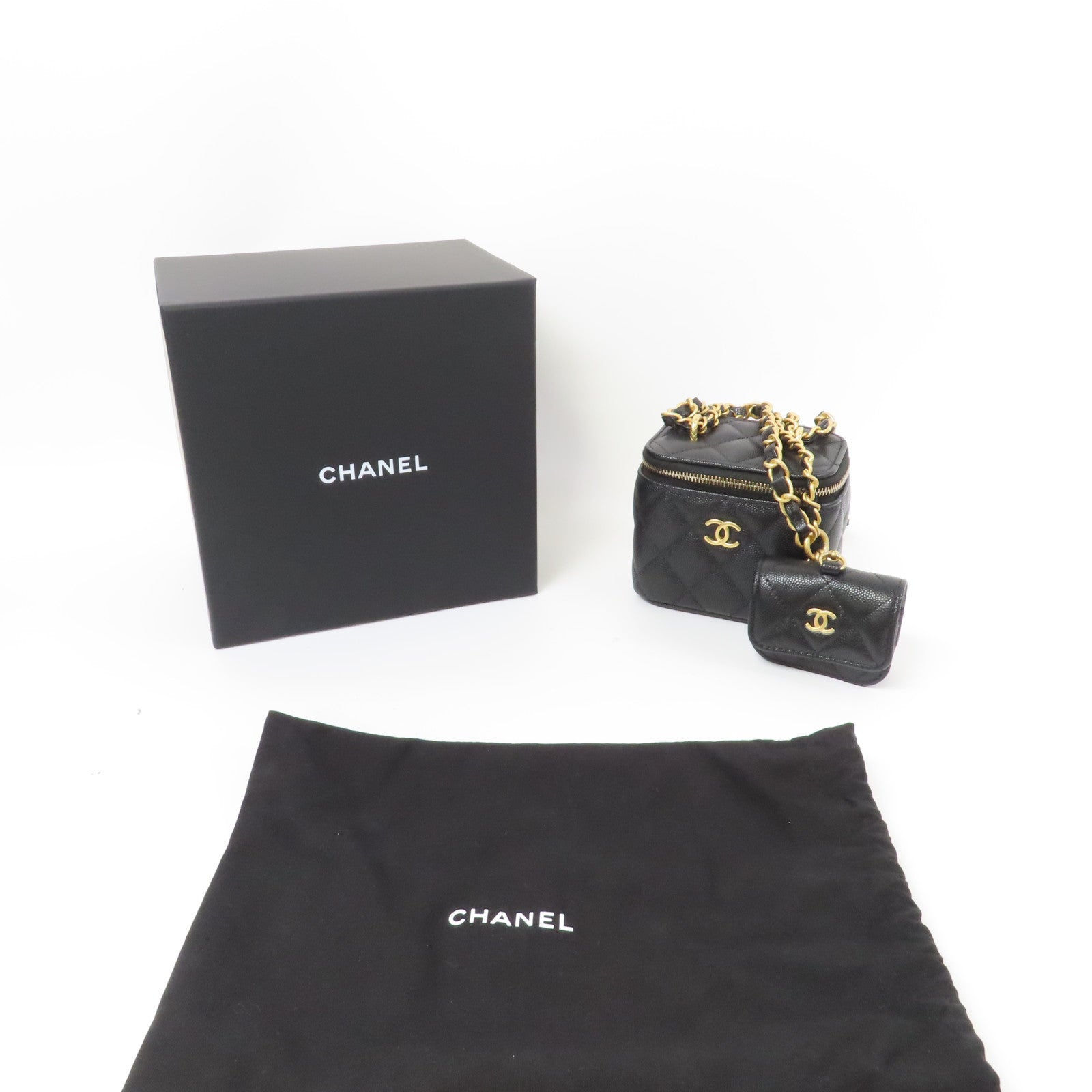 CHANEL 【激減優惠】菱格Caviar皮革Chain Shoulder Bag金扣肩背袋黑色