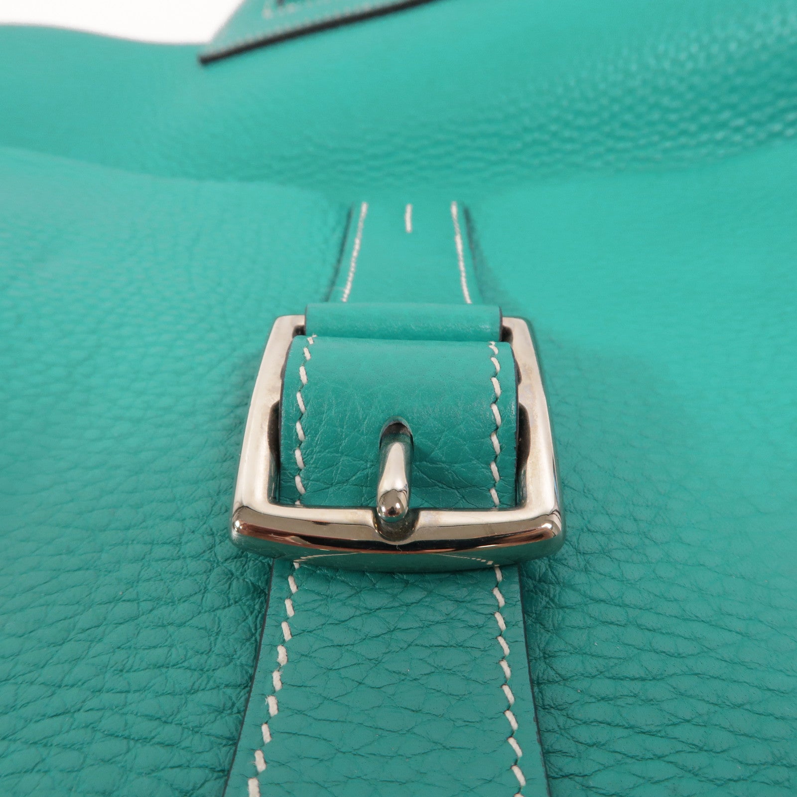 HERMES Clemence皮革Halzan 31手挽肩背兩用袋Bleu Paon