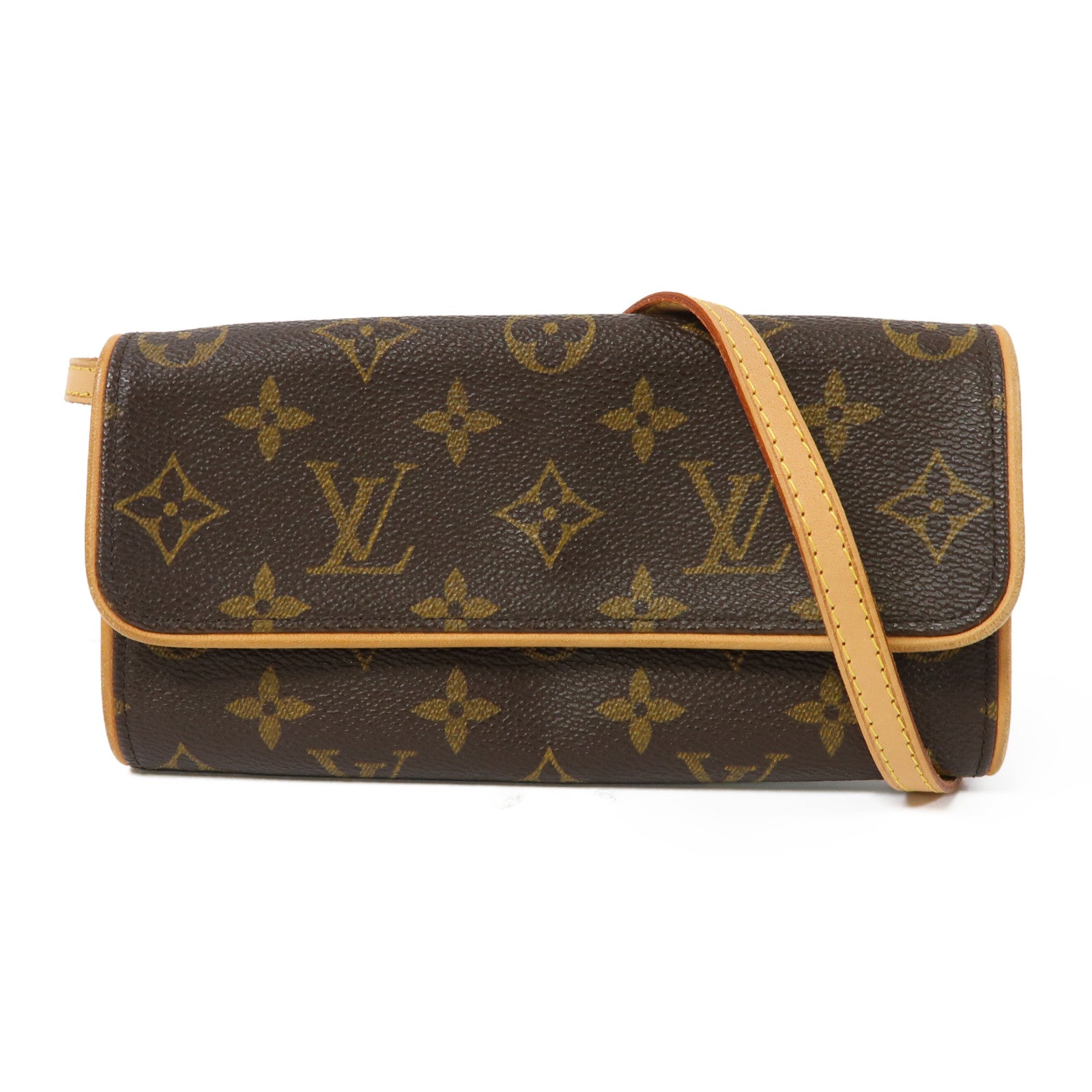 LOUIS VUITTON Monogram Pochette Twin PM金扣肩背袋啡色