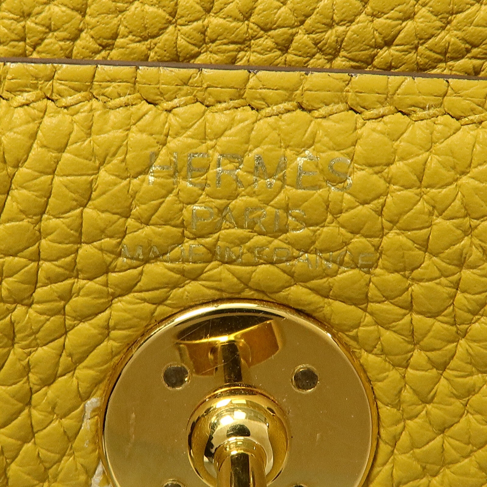 HERMES Clemence皮革Mini Lindy手挽肩背兩用袋Jaune Ambre