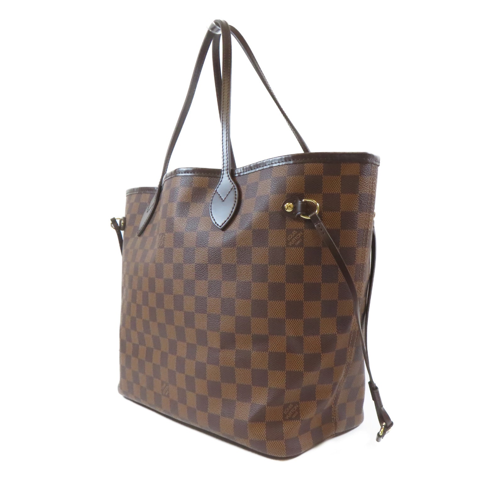 LOUIS VUITTON Damier Ebene Neverfull MM金扣手挽肩背兩用袋啡色