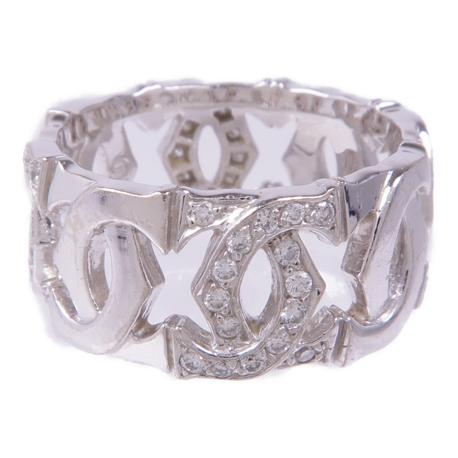 CARTIER 18K白金Double C De ring鑽石戒指Cartier#49/US#4.75