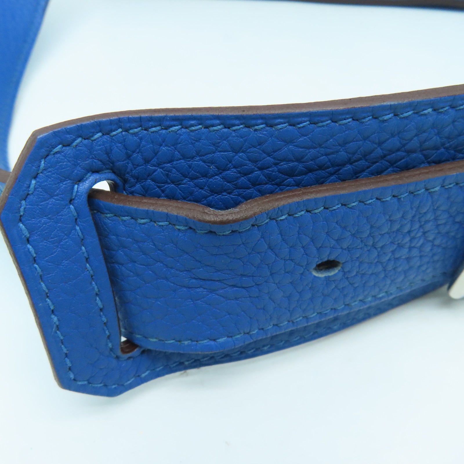 HERMES 【激減優惠】Clemence皮革Jypsiere GM銀扣肩背袋Bleu Hydra藍色