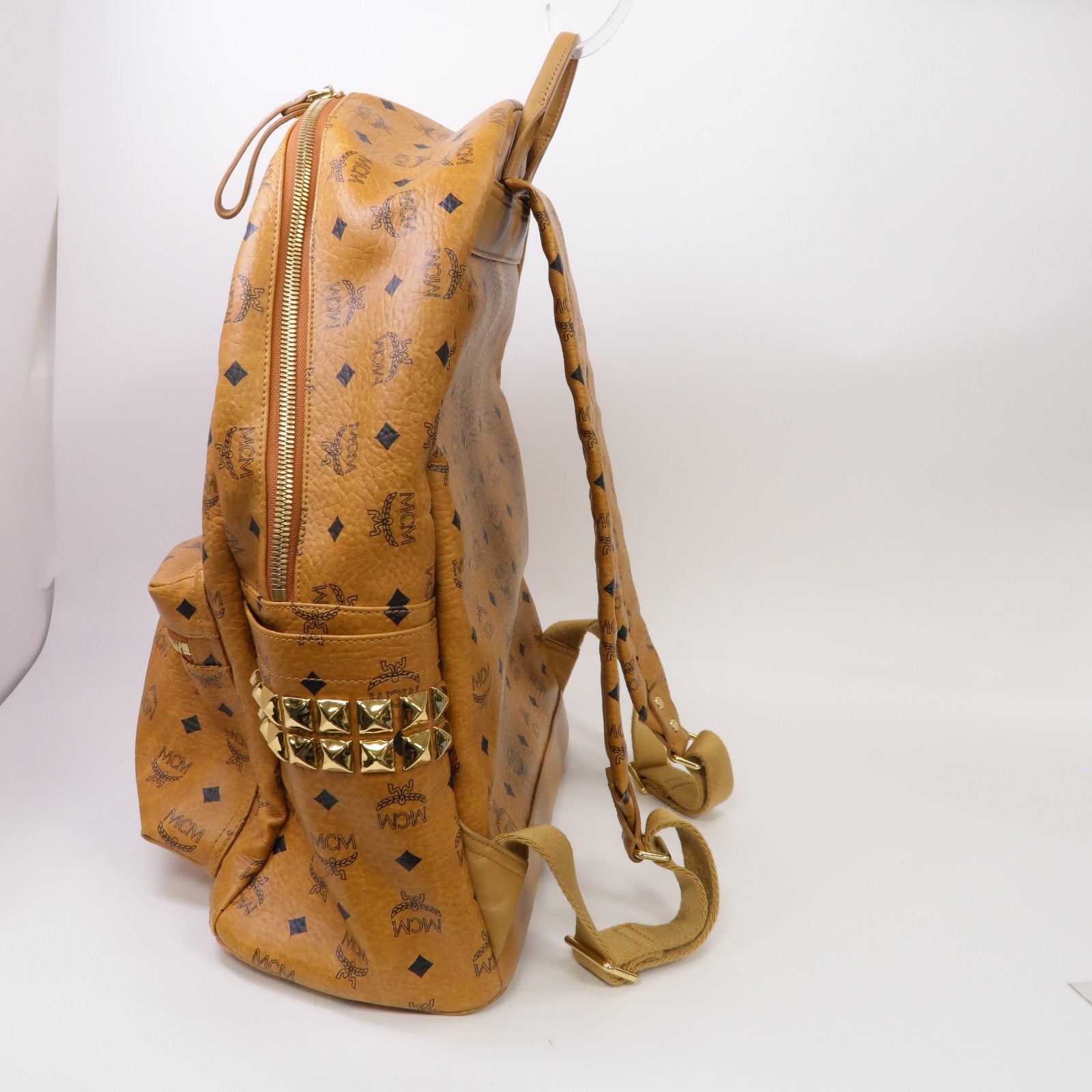 MCM 牛皮皮革Stark Side Studs Backpack金扣背包啡色